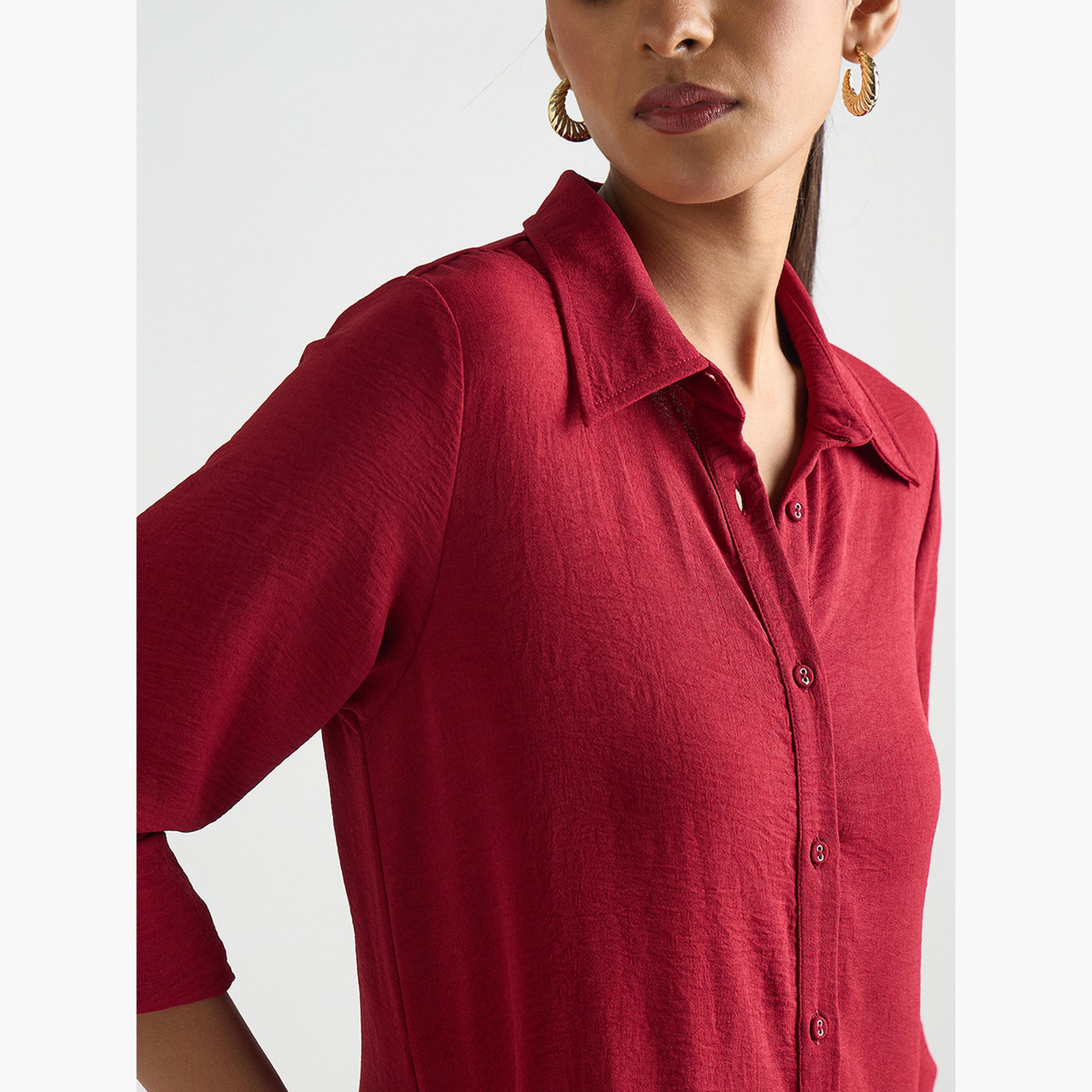 Femmella Women Deep Red Shirt Maxi Dress-women-clothing-dresses-image-6