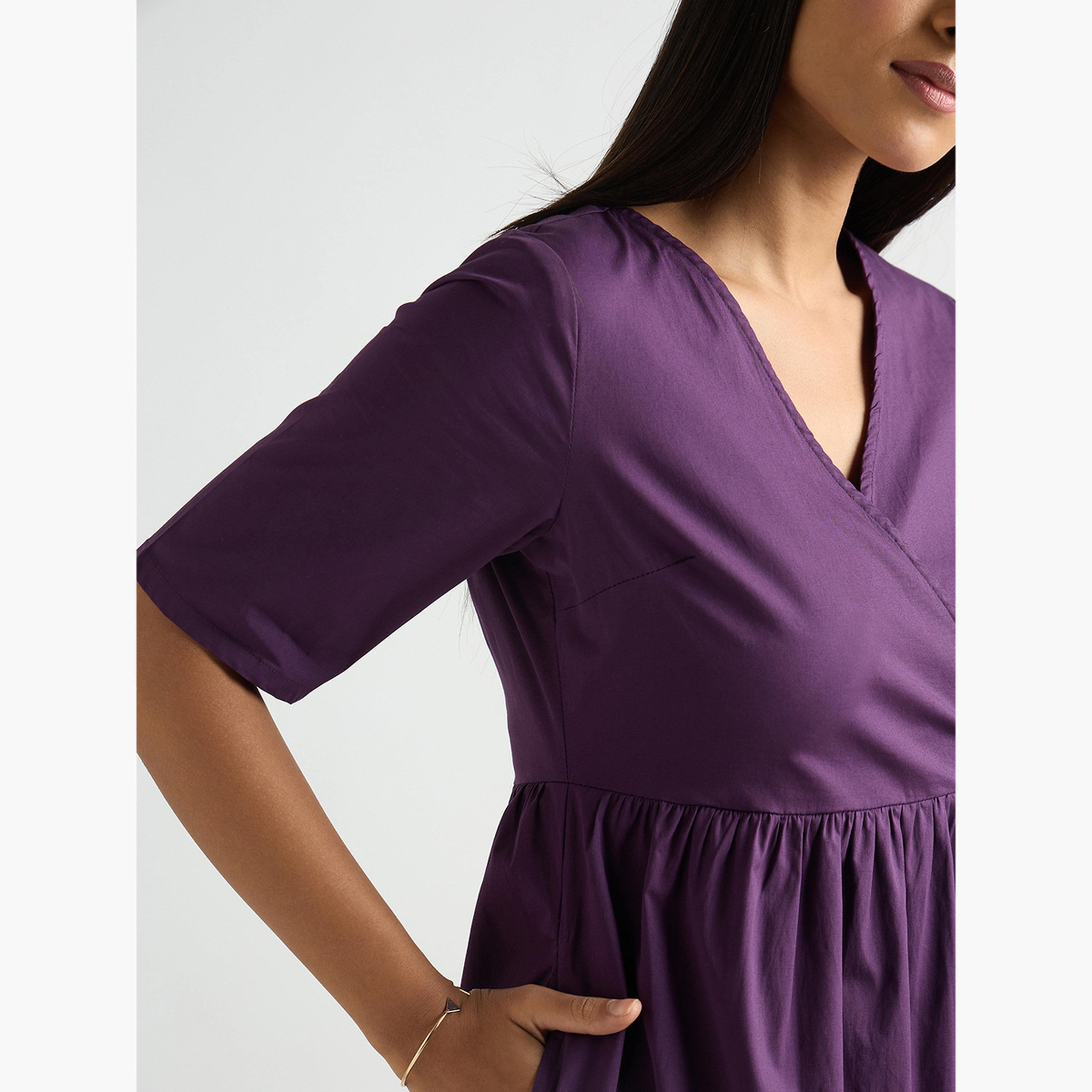 Femmella Women Deep Purple Poplin Tiered Maxi Dress-women-clothing-dresses-image-6