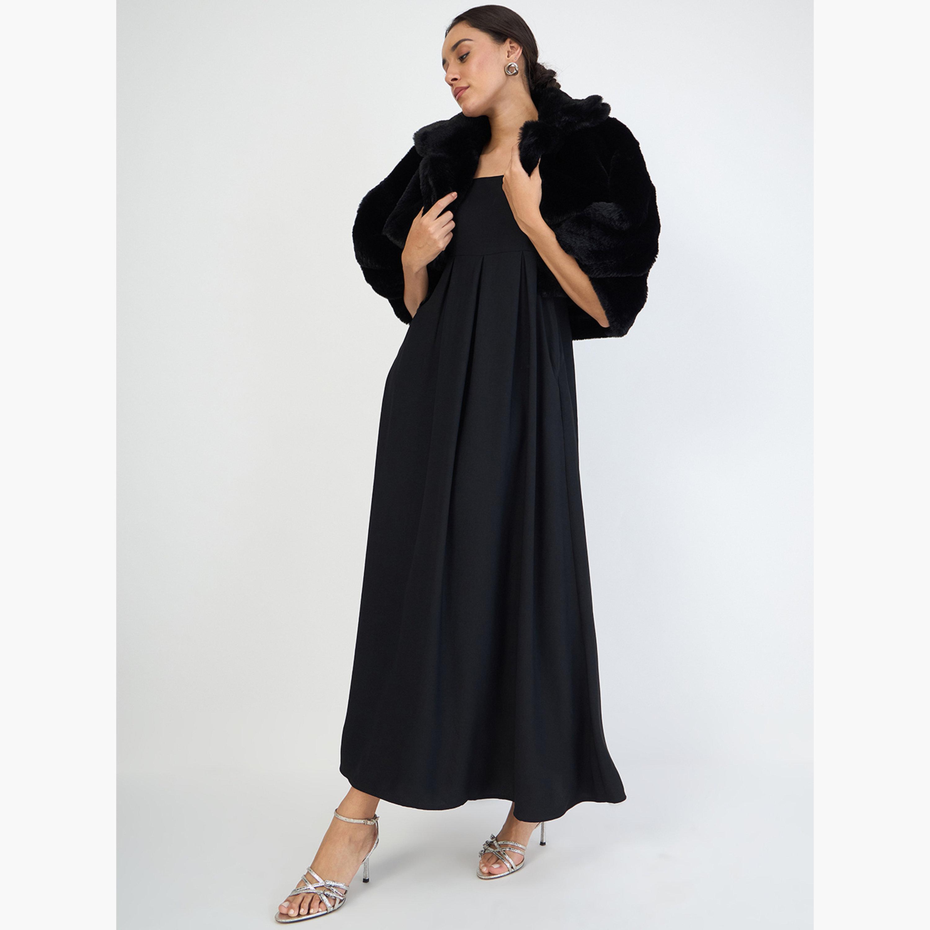 Femmella Women Black Sleeveless Pleated Maxi Dress-women-clothing-dresses-image-5
