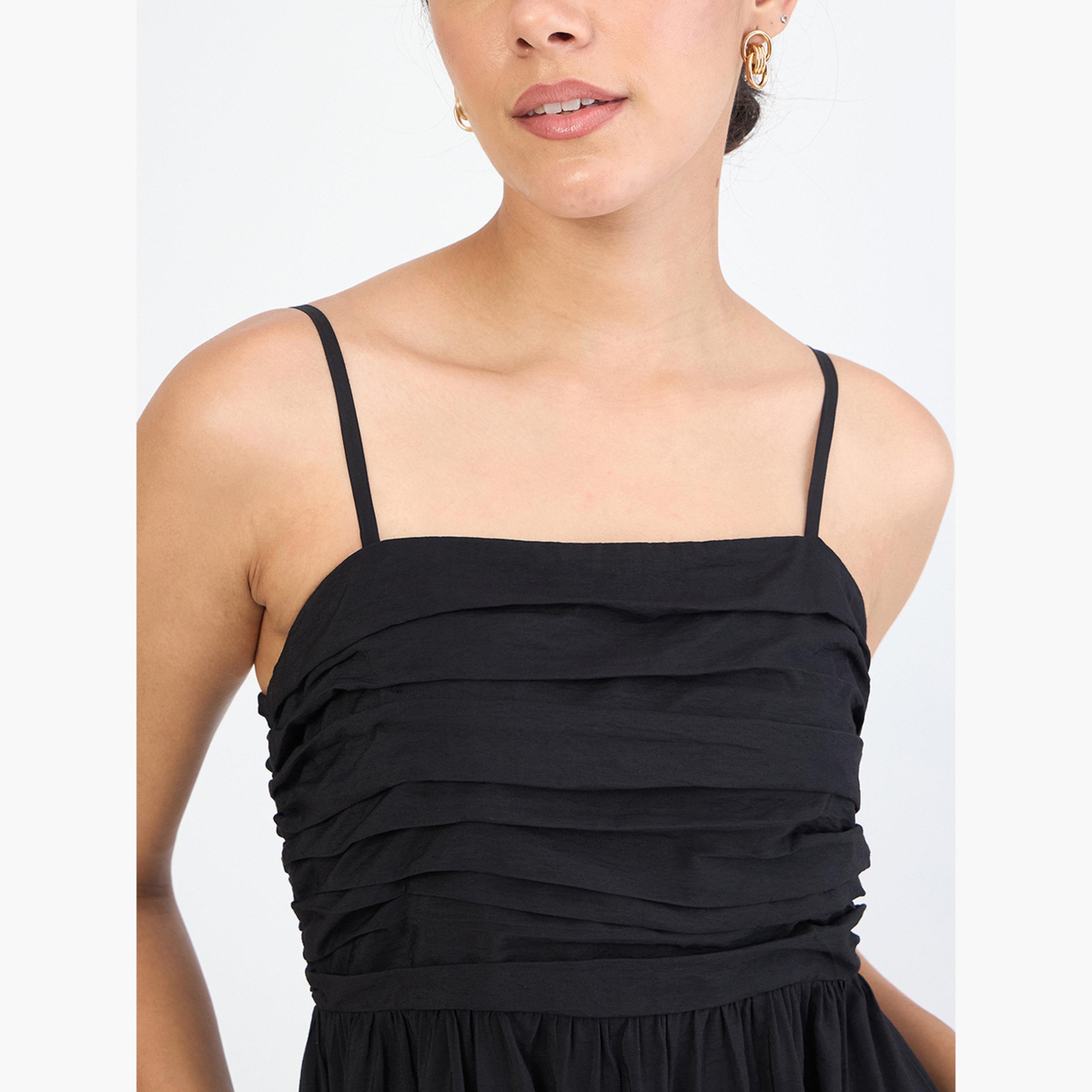 Femmella Black Off Shoulder Ruched Detail Maxi Dress-women-clothing-dresses-image-6