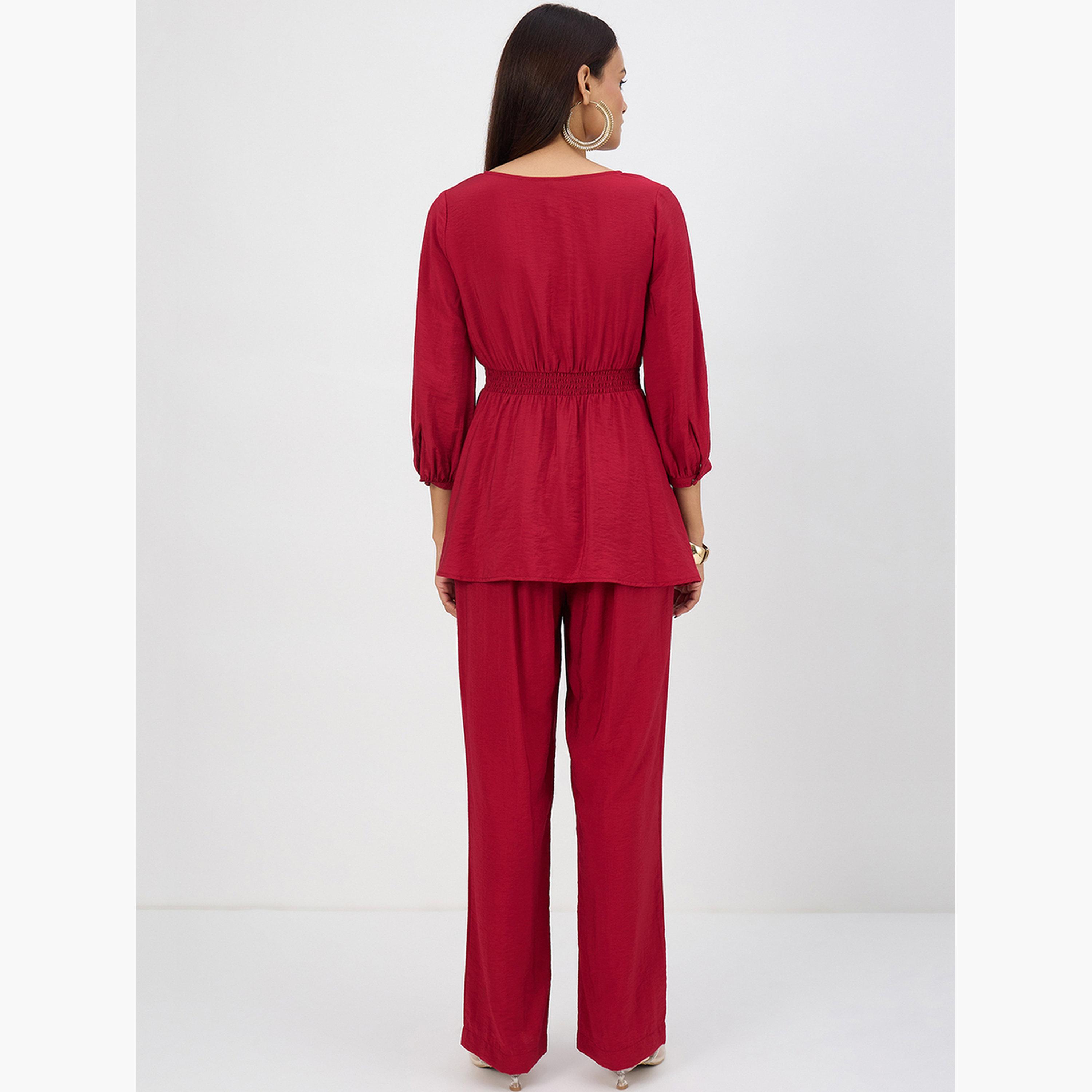 طقم بلوزة بتفاصيل كورسيه وبنطال-women-clothing-coordsets-image-2