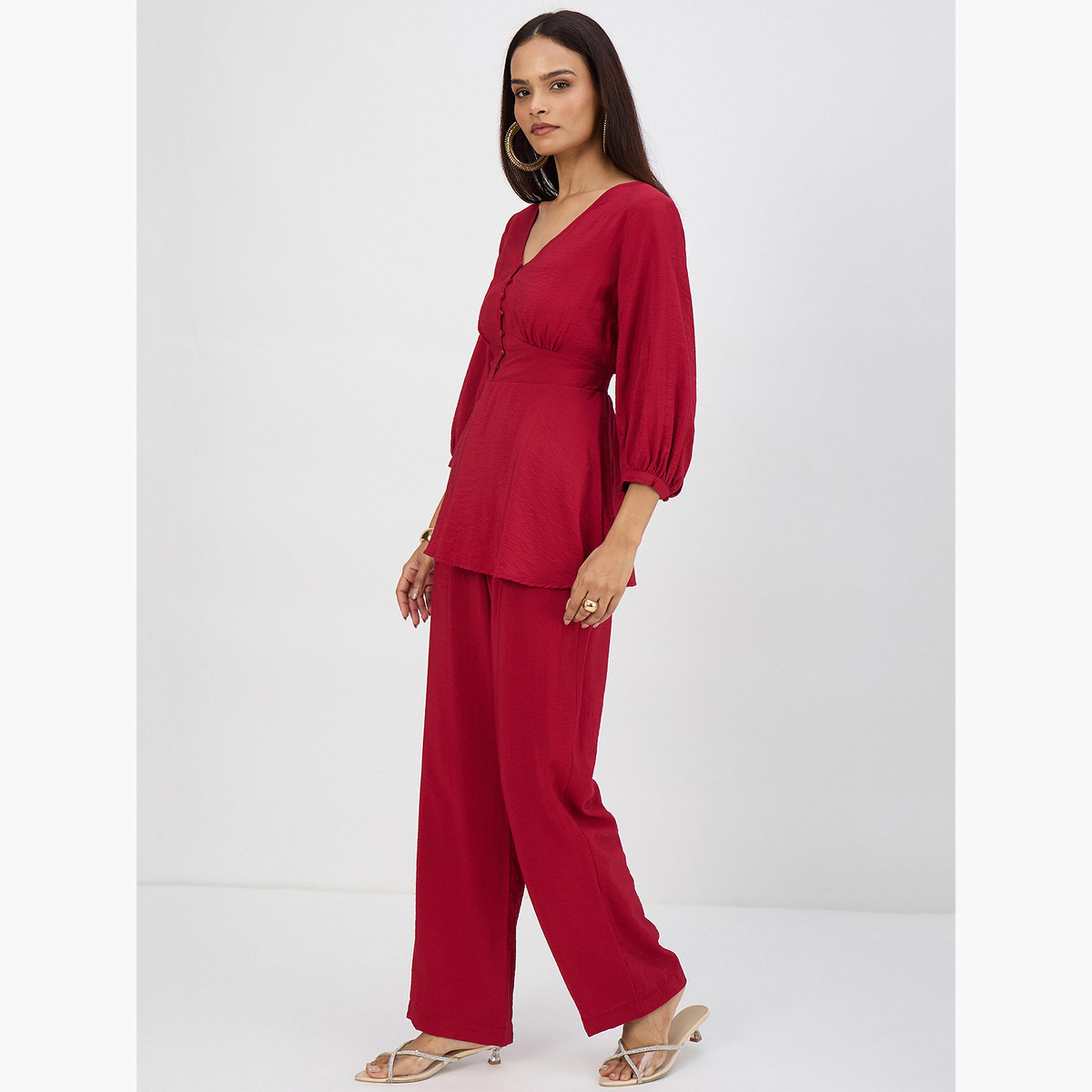 طقم بلوزة بتفاصيل كورسيه وبنطال-women-clothing-coordsets-image-3