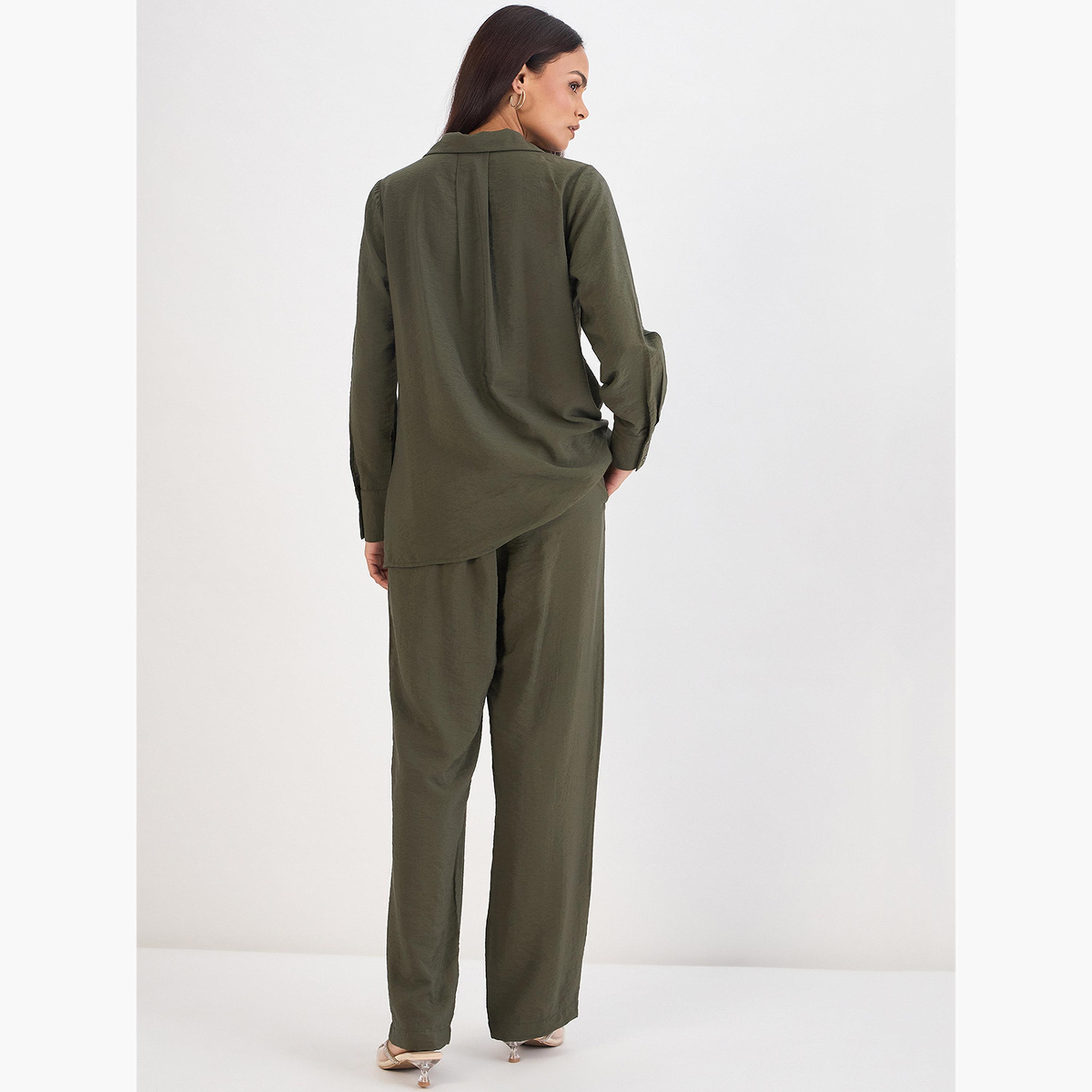 طقم بلوزة بياقة وبنطال-women-clothing-coordsets-image-2