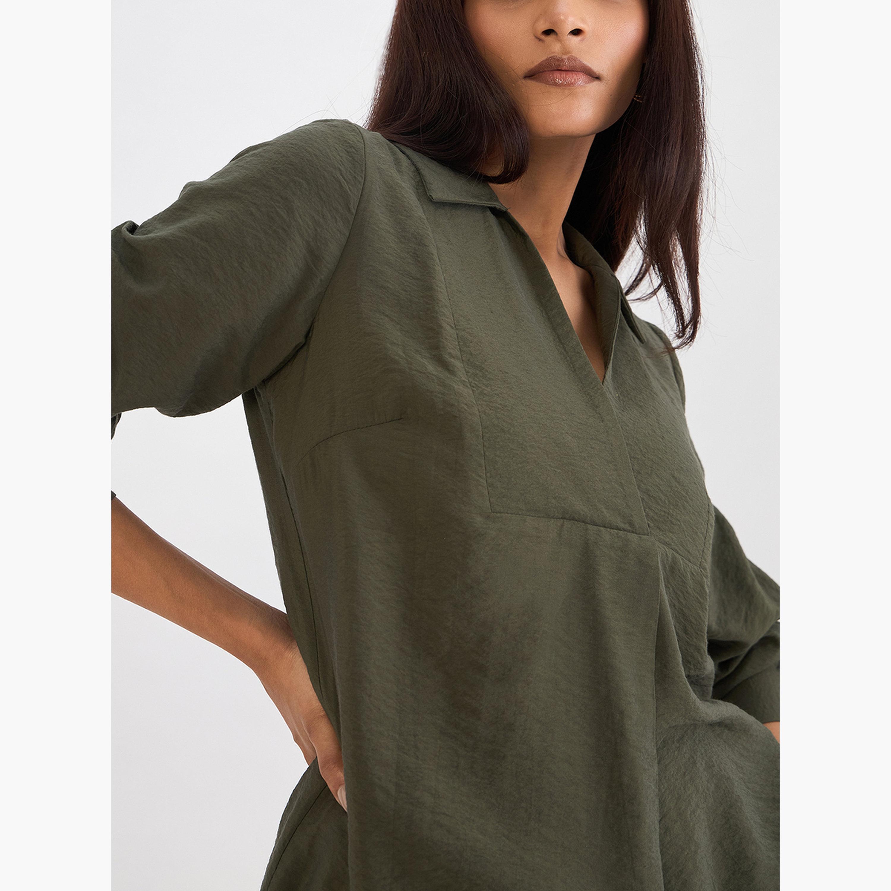 طقم بلوزة بياقة وبنطال-women-clothing-coordsets-image-6