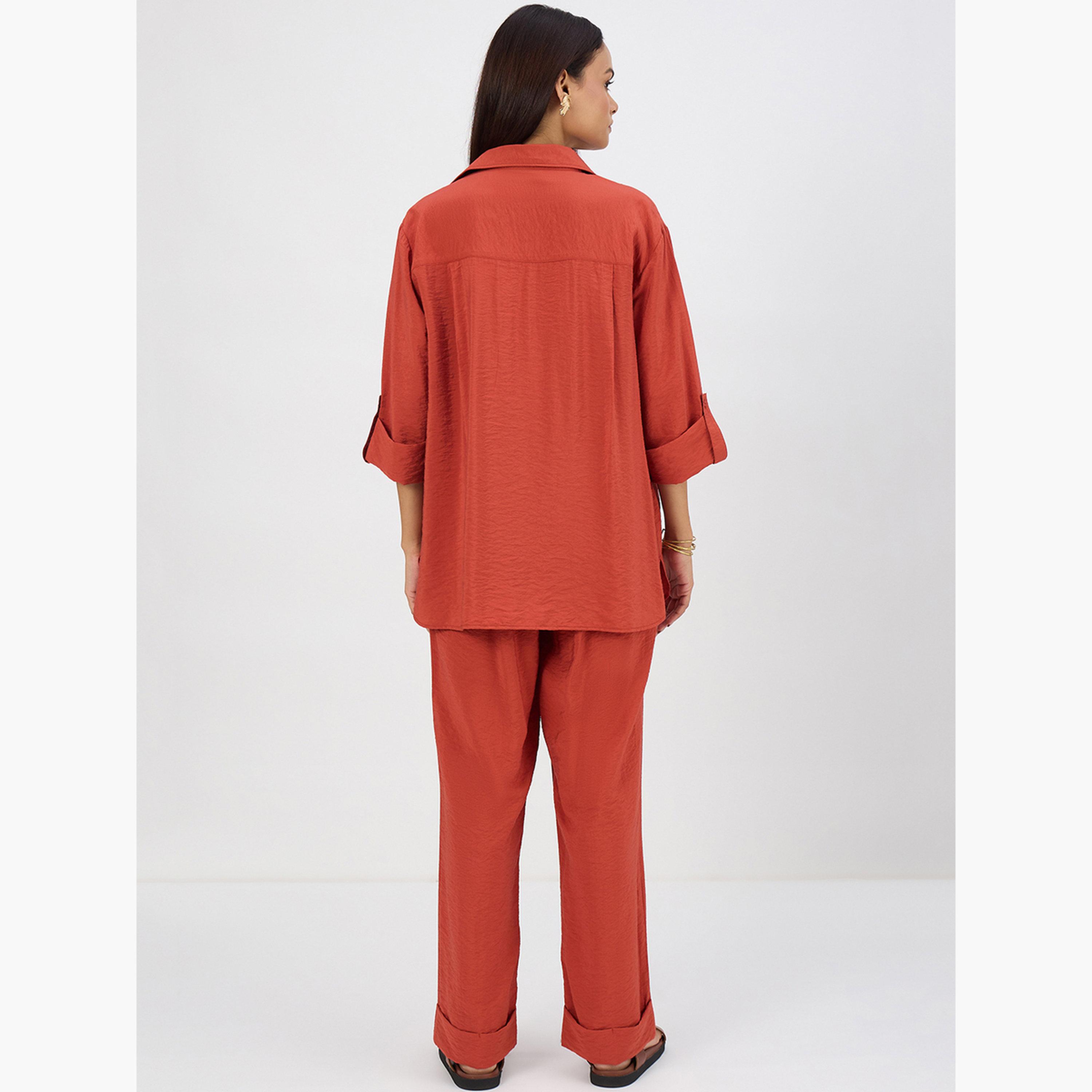 طقم قميص بجيبين وبنطال-women-clothing-coordsets-image-2