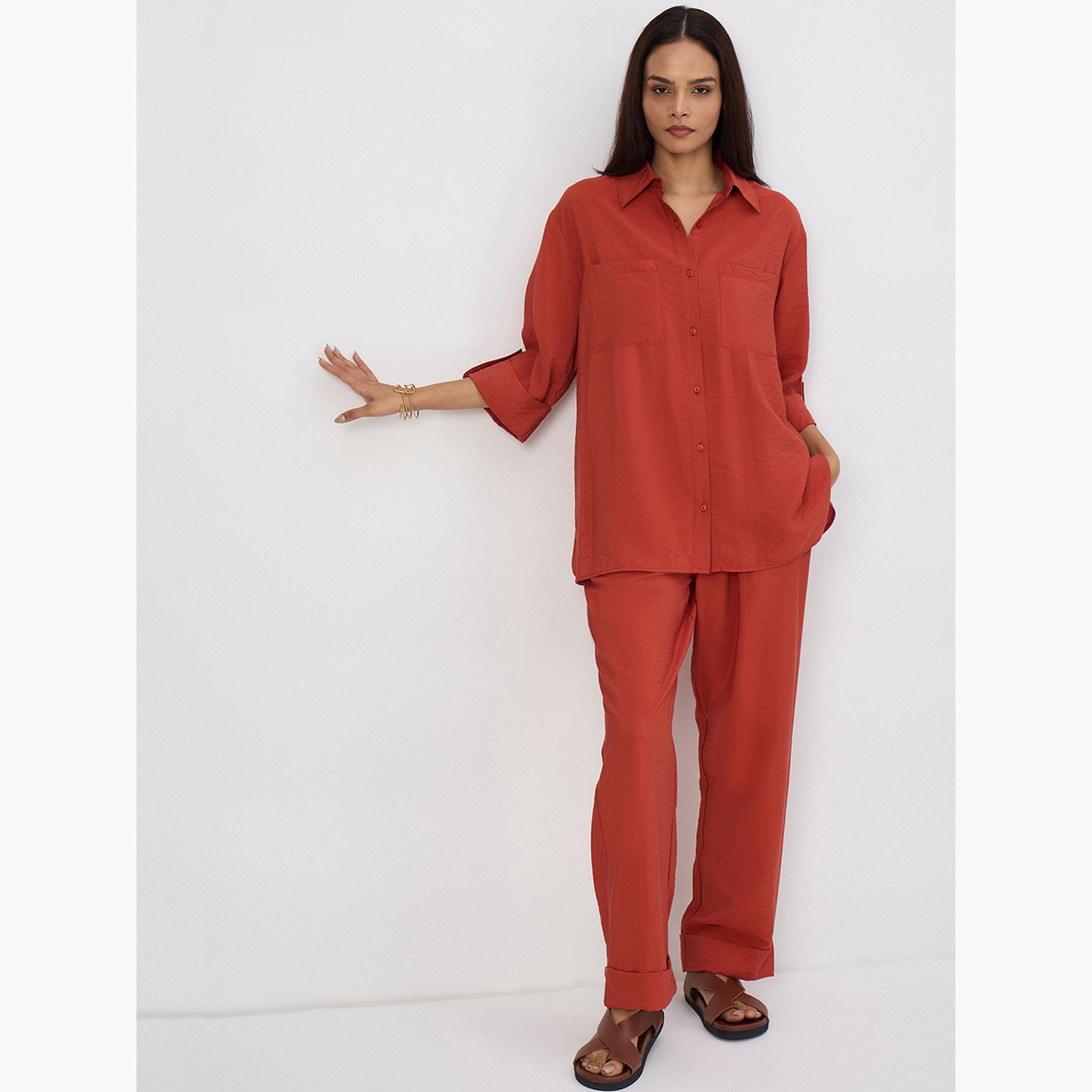 طقم قميص بجيبين وبنطال-women-clothing-coordsets-image-4
