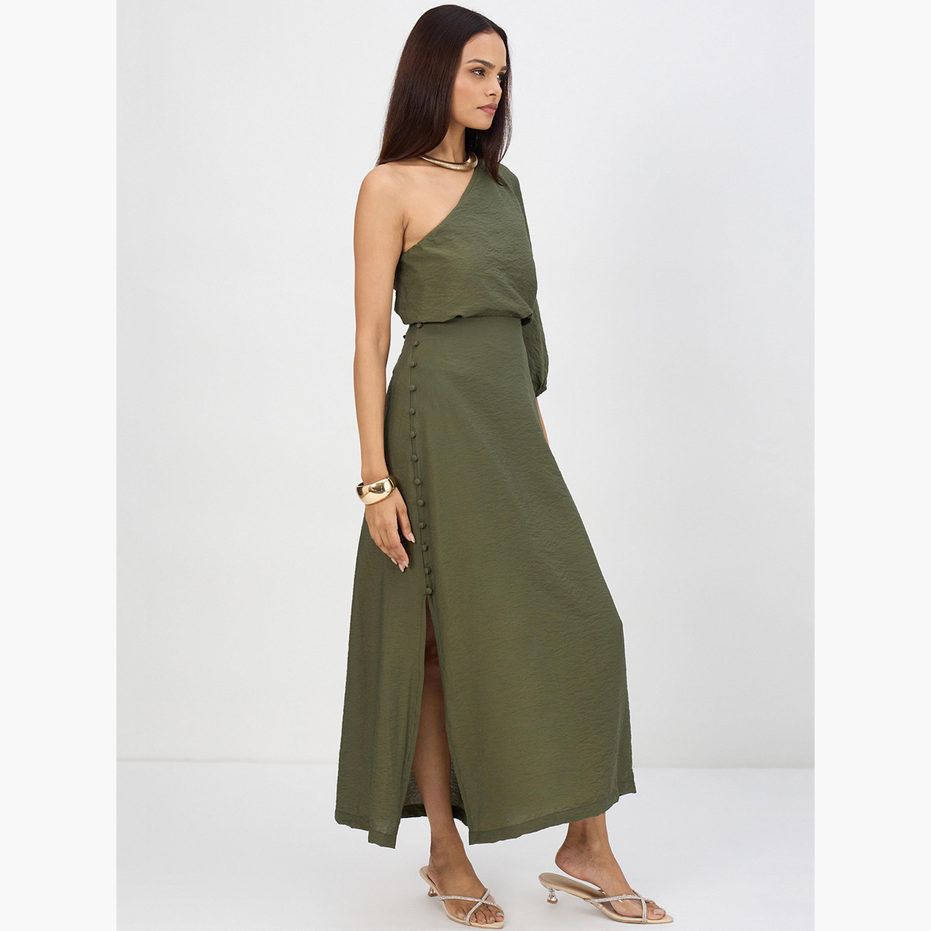 طقم منسق من تنورة وبلوزة بكتف واحد-women-clothing-coordsets-image-3