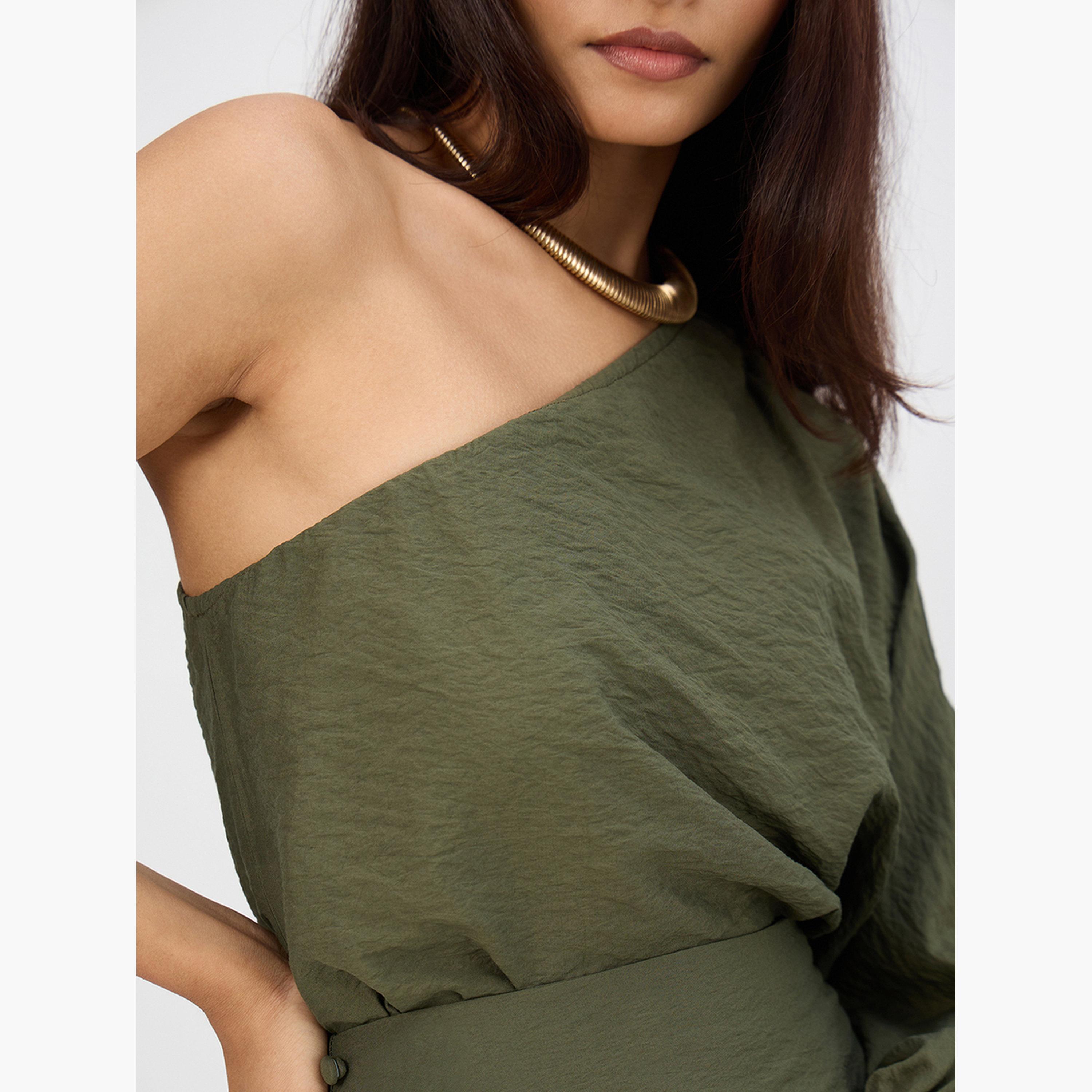 طقم منسق من تنورة وبلوزة بكتف واحد-women-clothing-coordsets-image-6