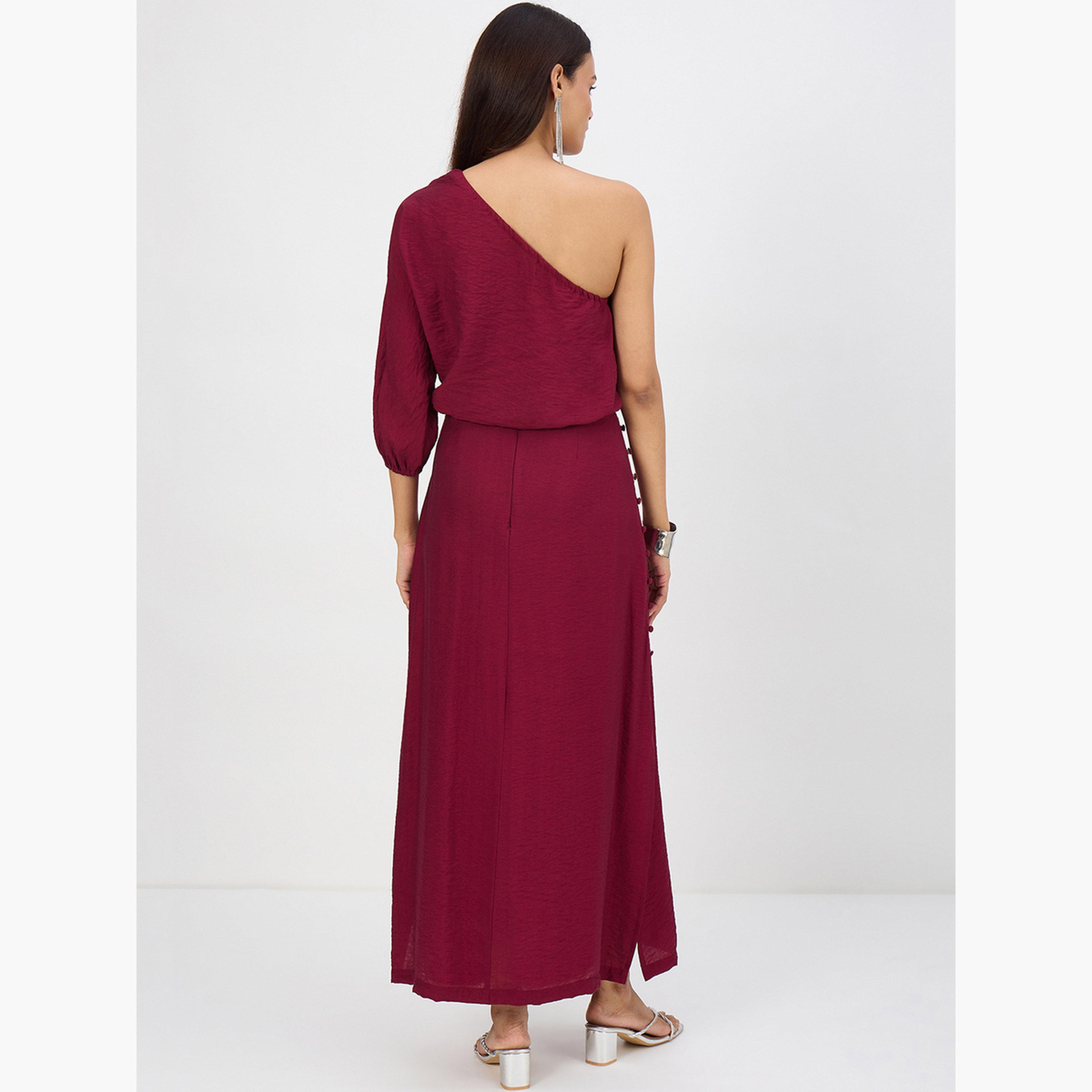 طقم منسق من تنورة وبلوزة بكتف واحد-women-clothing-coordsets-image-2