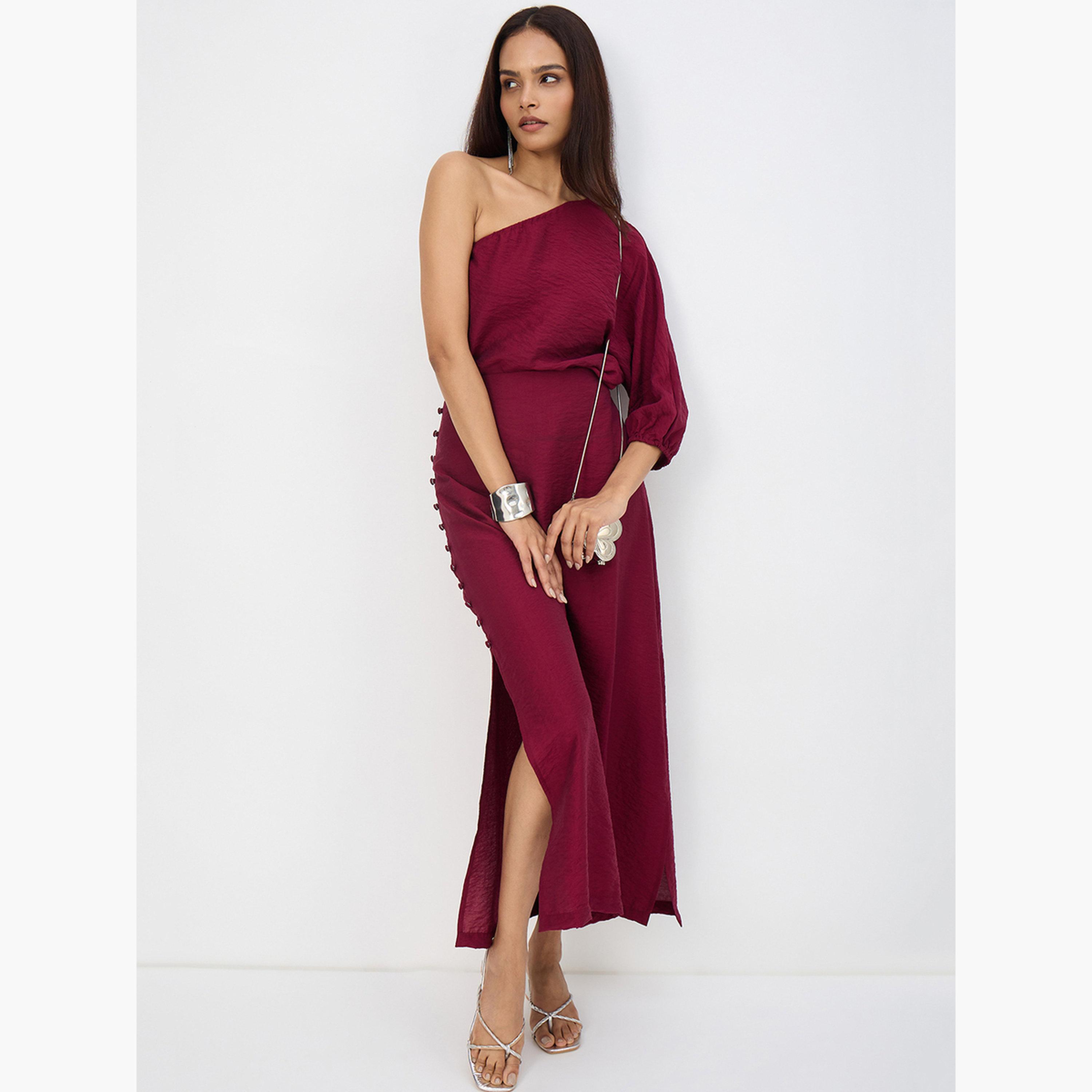 طقم منسق من تنورة وبلوزة بكتف واحد-women-clothing-coordsets-image-5
