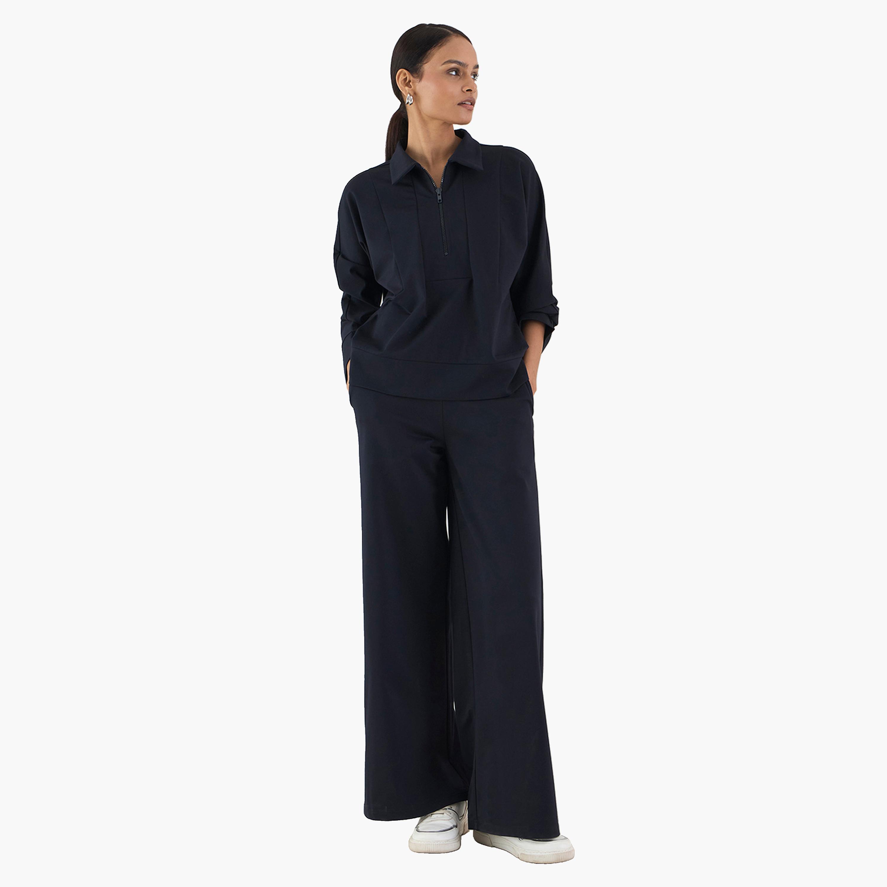 طقم بلوزة بسحاب وبنطال-women-clothing-coordsets-image-1