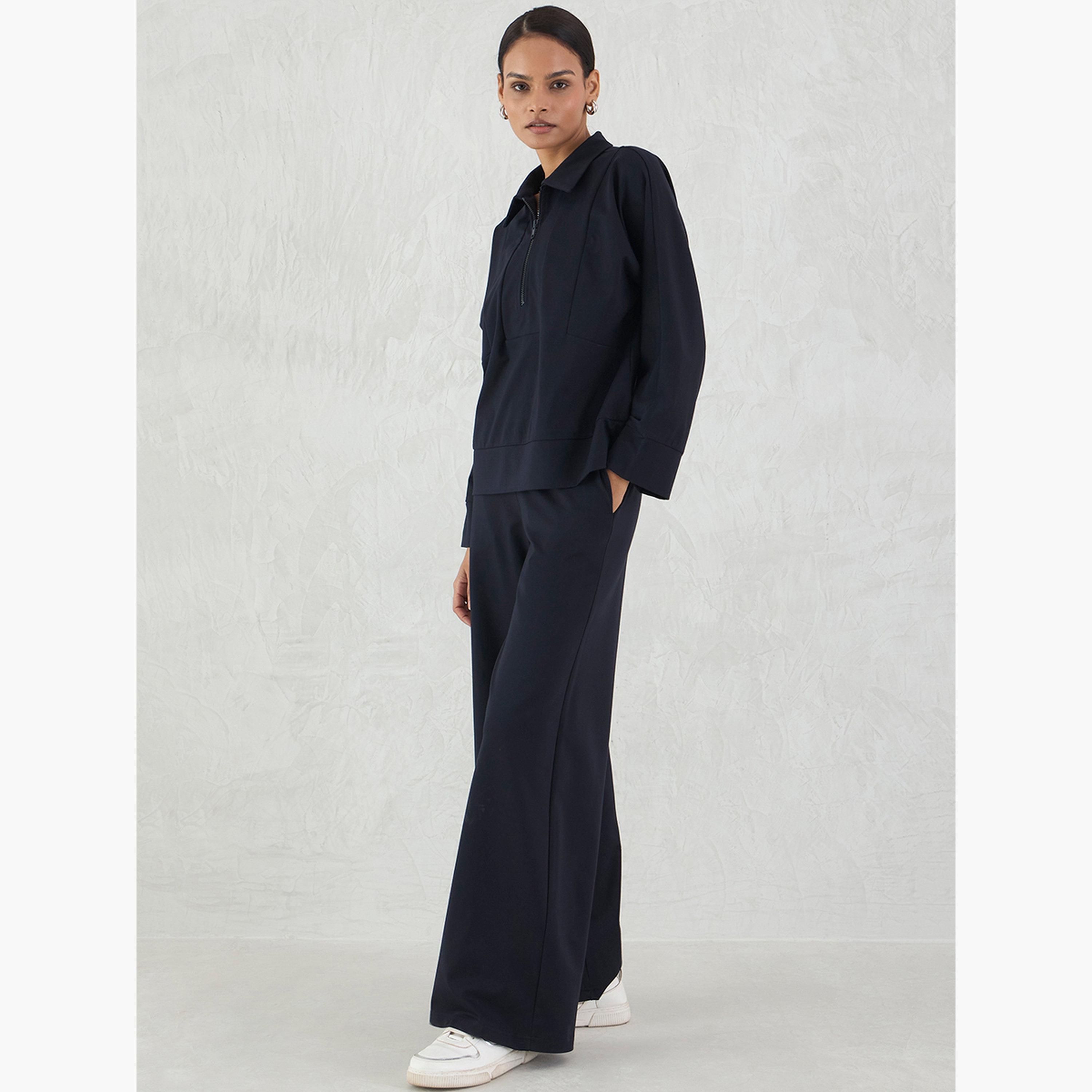 طقم بلوزة بسحاب وبنطال-women-clothing-coordsets-image-3