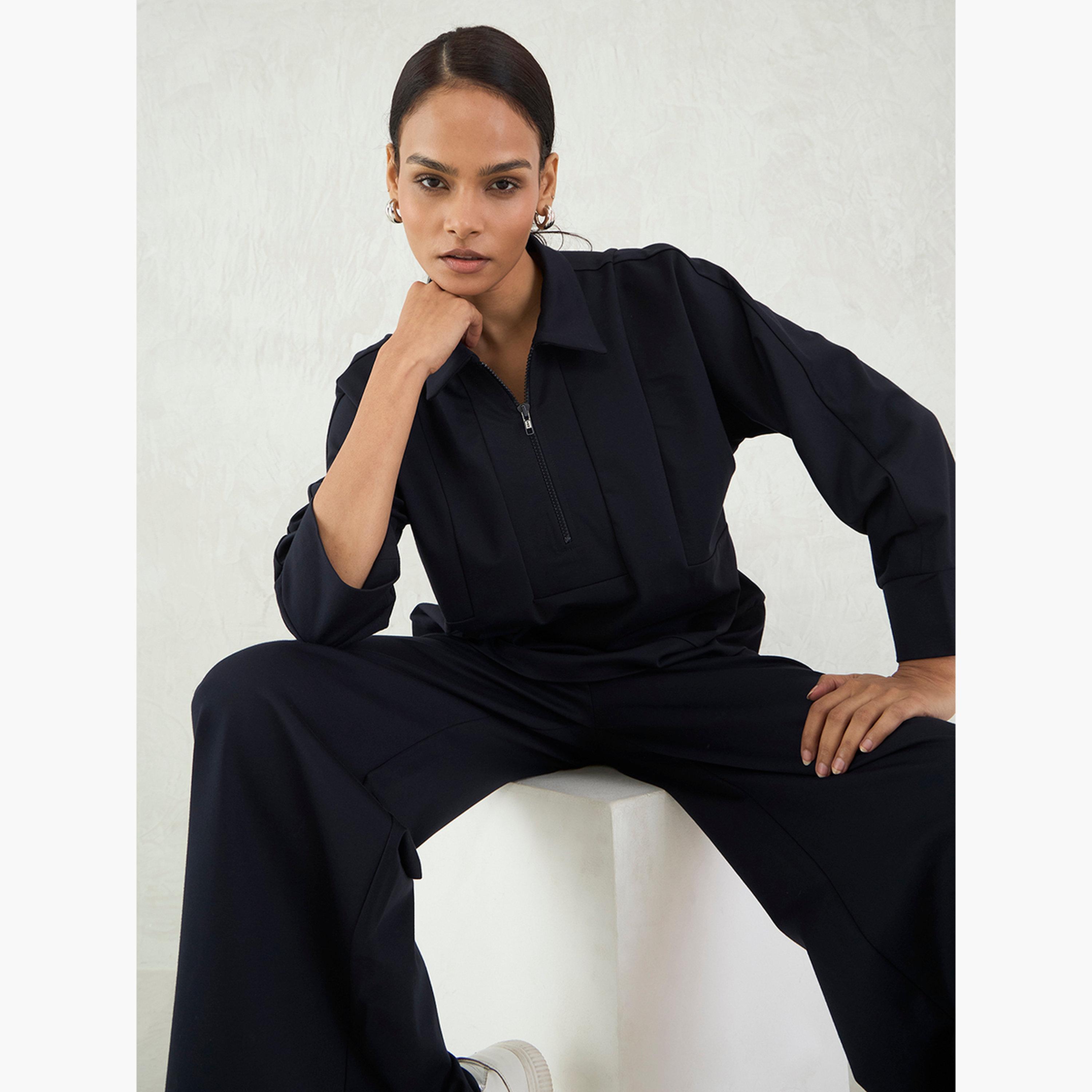 طقم بلوزة بسحاب وبنطال-women-clothing-coordsets-image-4