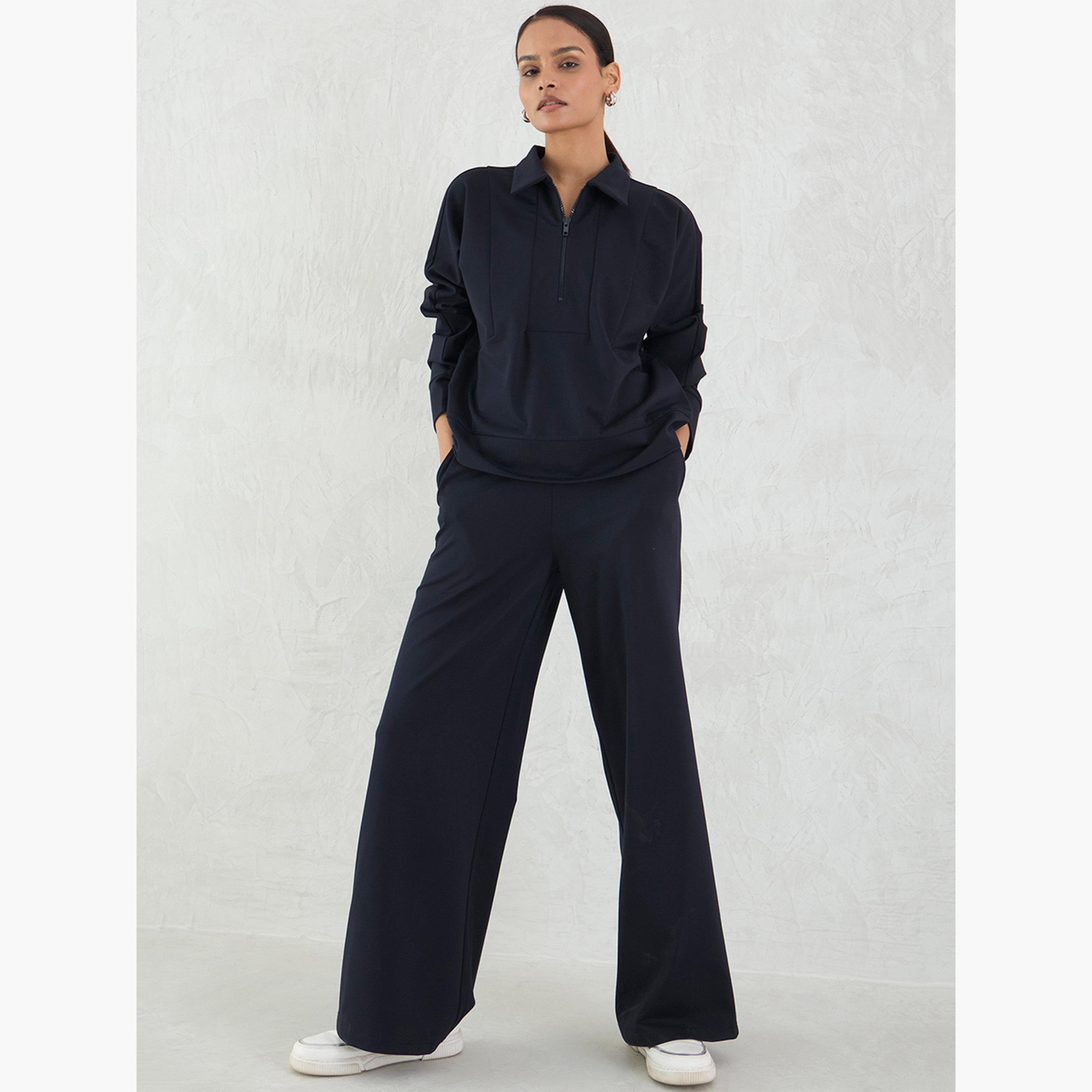 طقم بلوزة بسحاب وبنطال-women-clothing-coordsets-image-5
