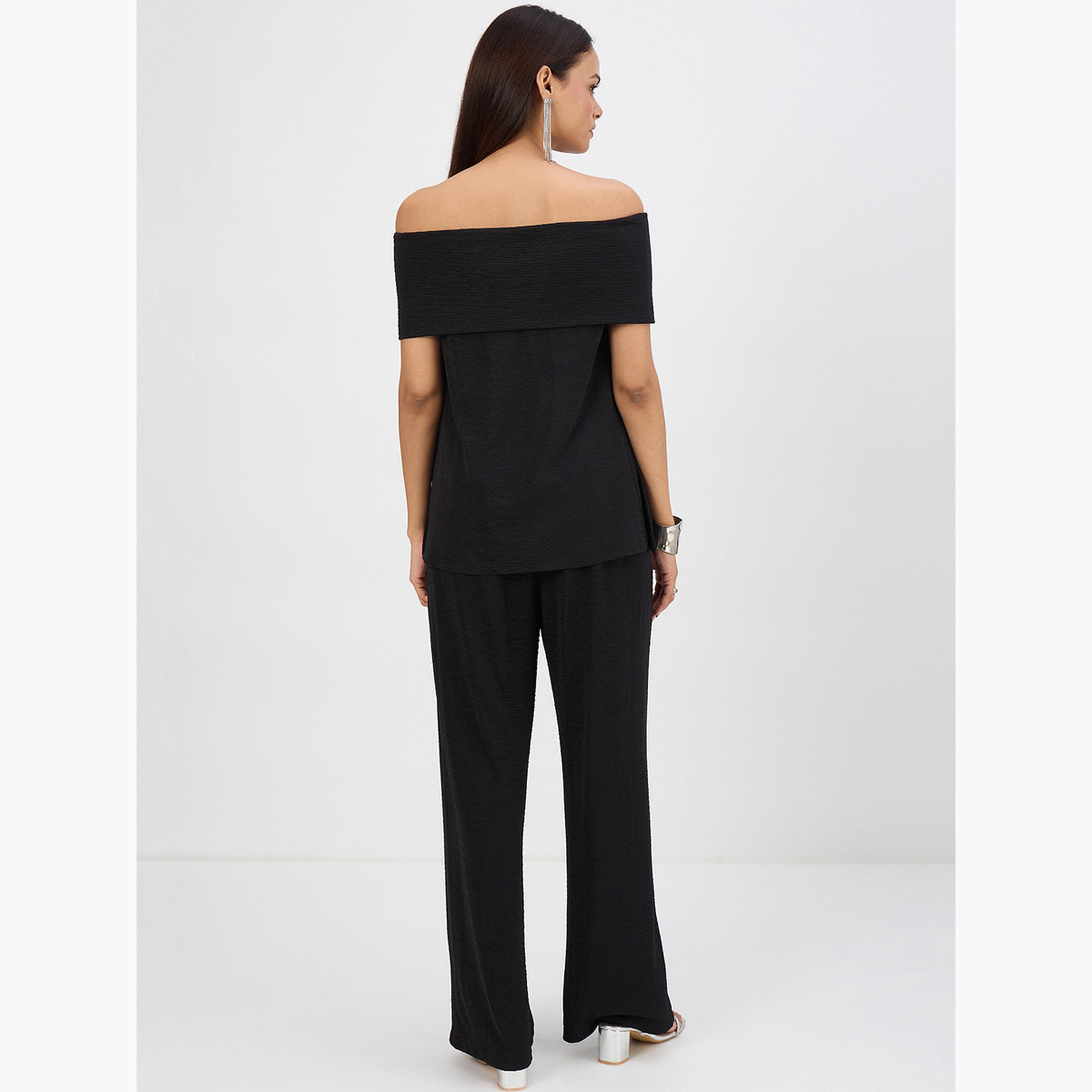 طقم بلوزة بأكتاف مكشوفة وبنطال-women-clothing-coordsets-image-2