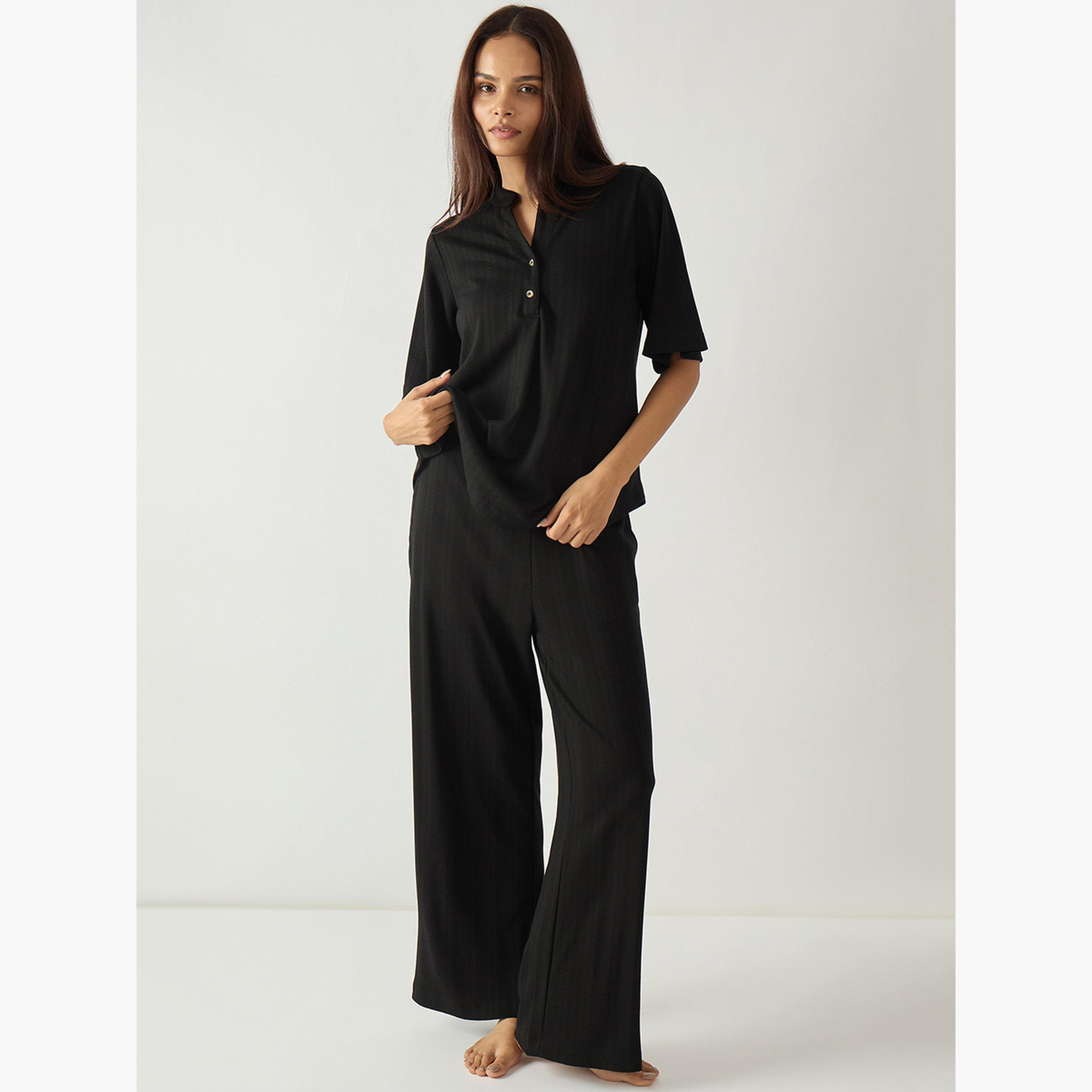 Femmella Women Textured Jersey Top and Pants Lounge Set-women-clothing-nightwear-pyjamas-longsets-image-1
