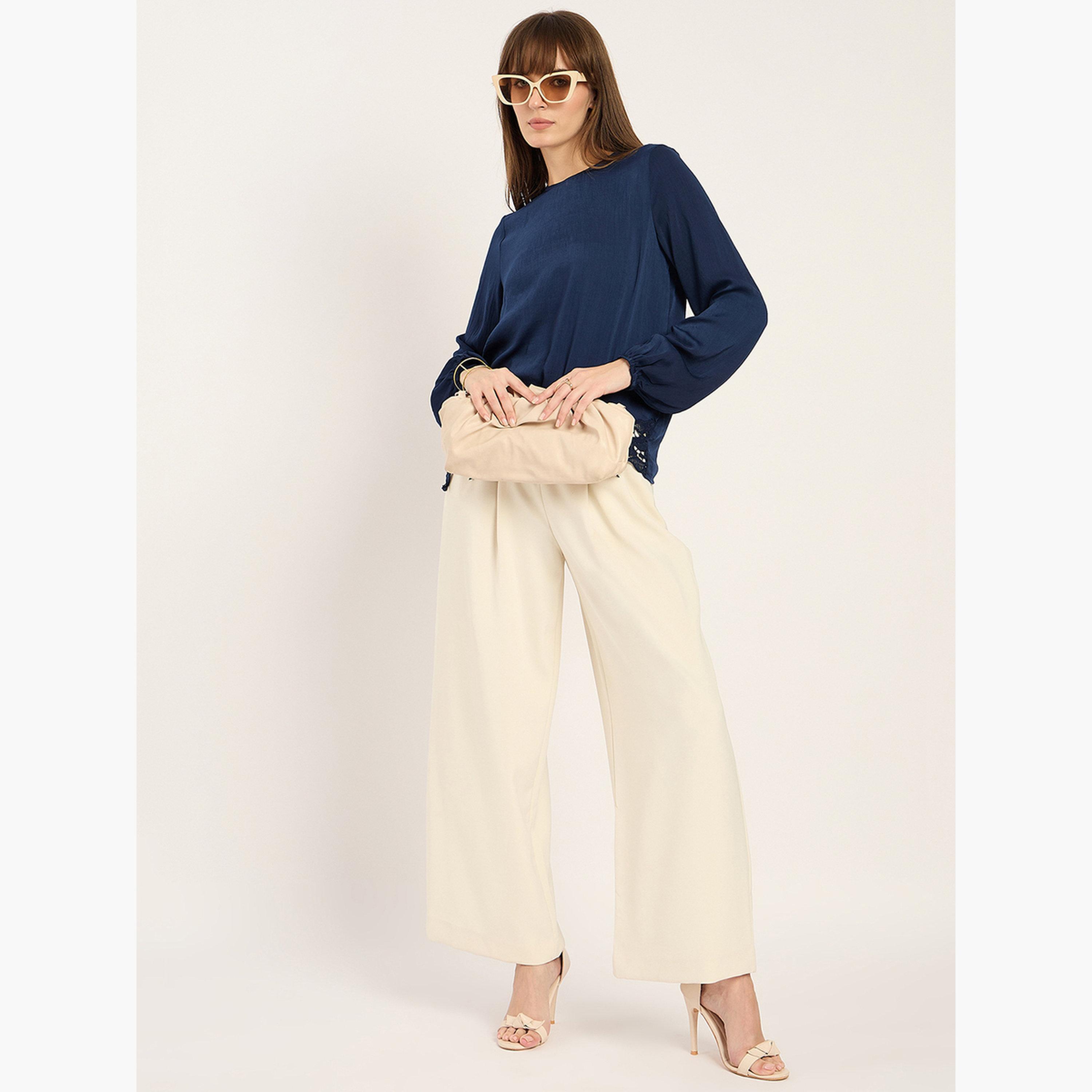 بلوزة بحافة دانتيل وأكمام طويلة-women-clothing-shirtsandblouses-blouses-image-5