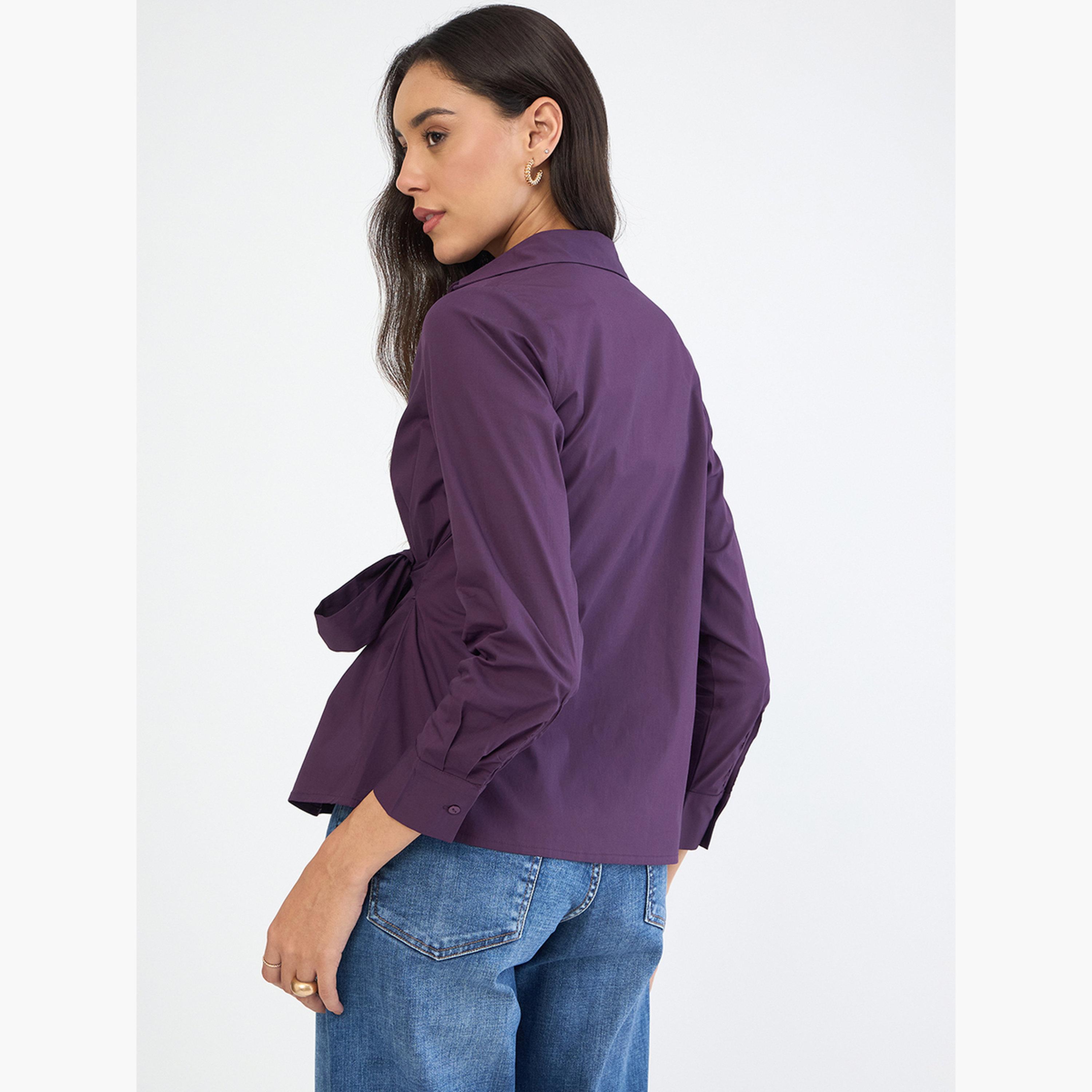 بلوزة بنمط لف وأكمام طويلة-women-clothing-shirtsandblouses-blouses-image-2