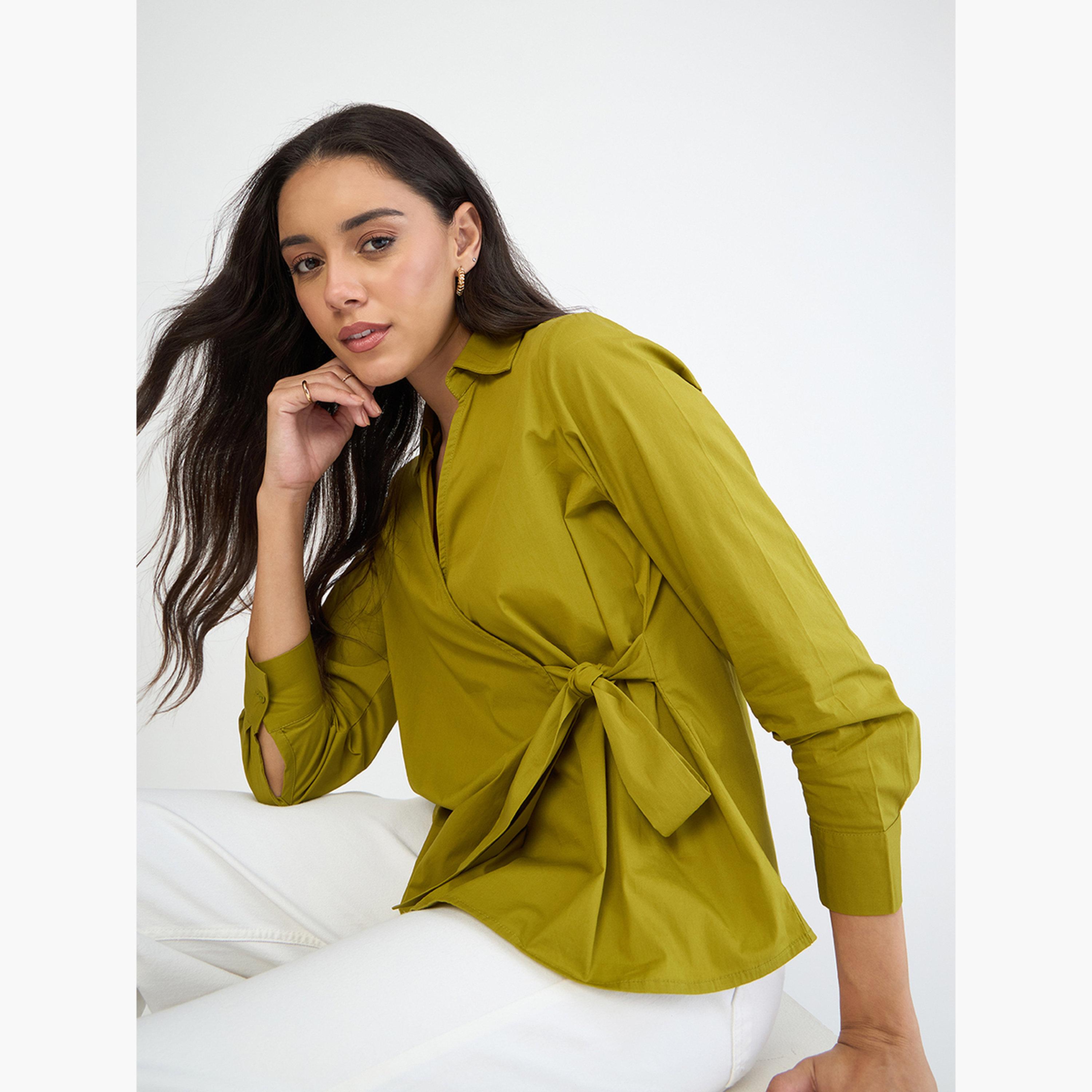 بلوزة بنمط لف وأكمام طويلة-women-clothing-shirtsandblouses-blouses-image-5