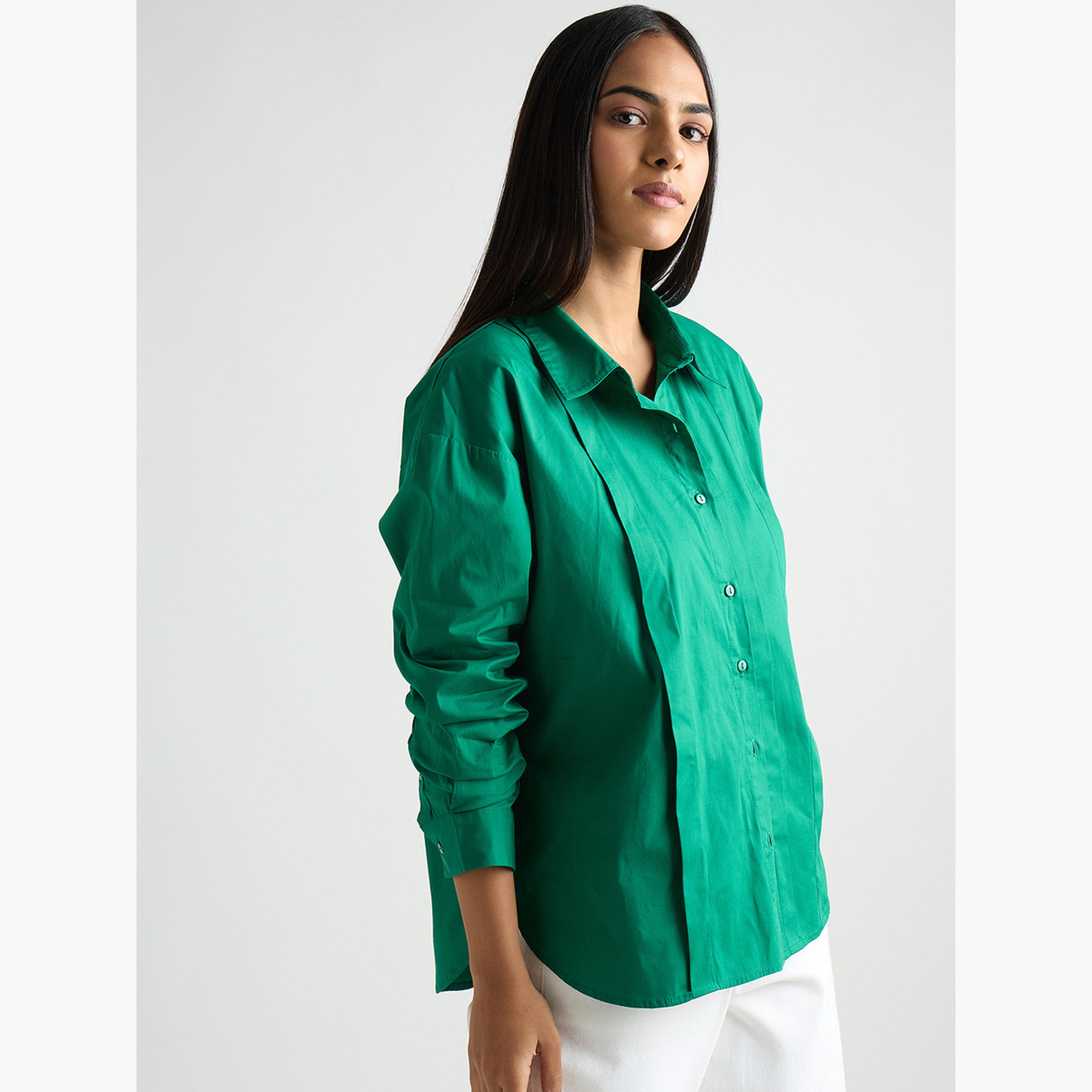 بلوزة مزين بكسرات مع أكمام طويلة-women-clothing-shirtsandblouses-shirts-image-3