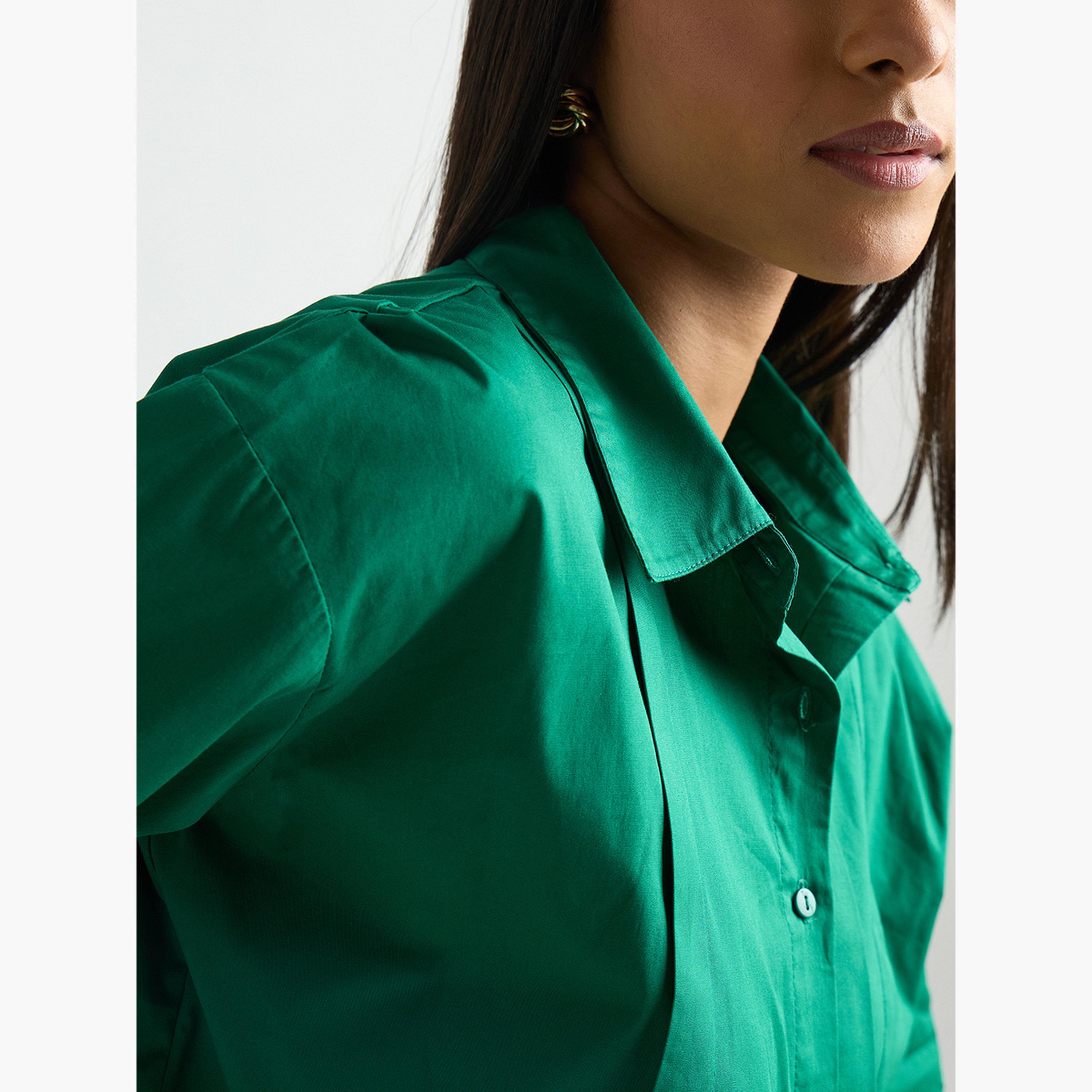 بلوزة مزين بكسرات مع أكمام طويلة-women-clothing-shirtsandblouses-shirts-image-4
