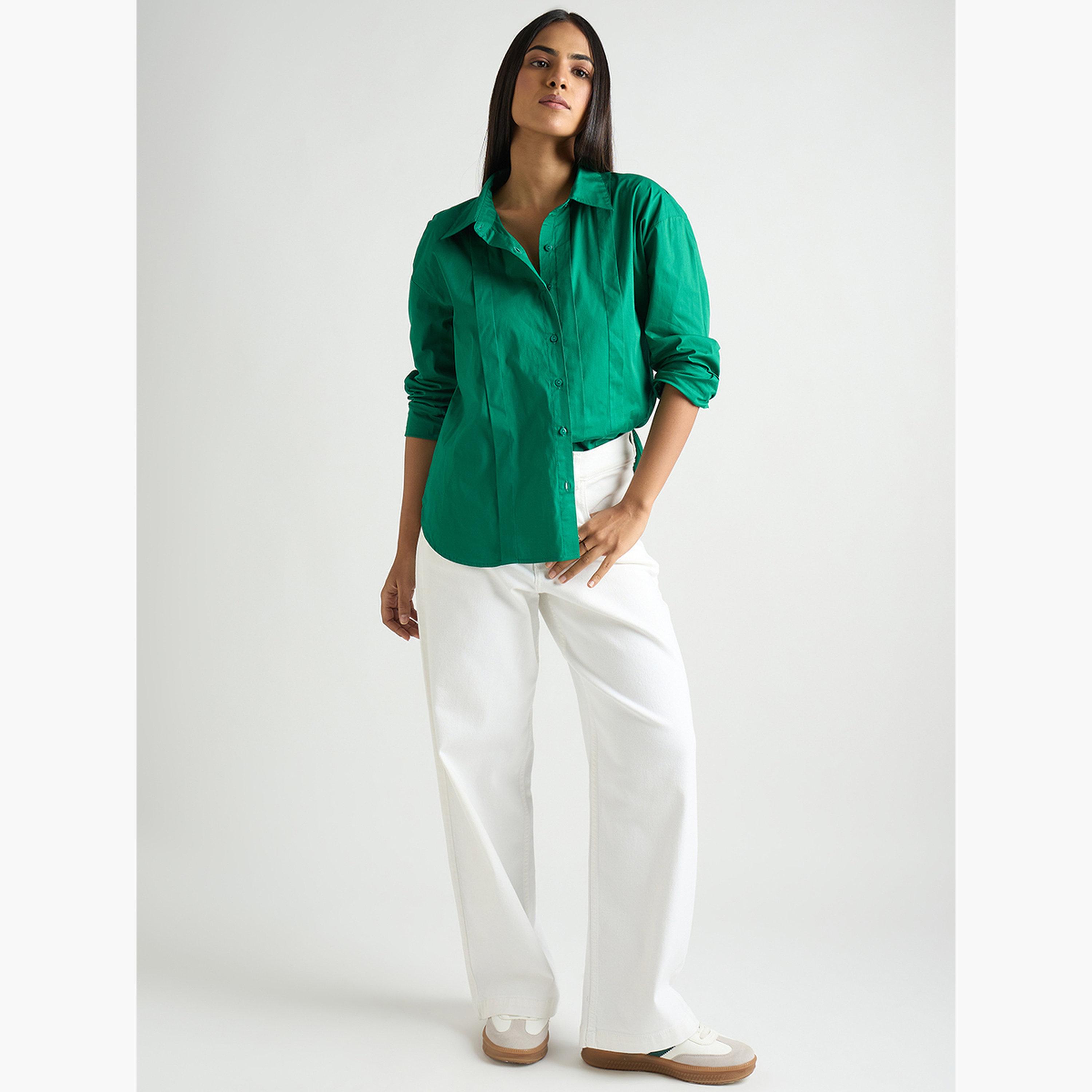 بلوزة مزين بكسرات مع أكمام طويلة-women-clothing-shirtsandblouses-shirts-image-5