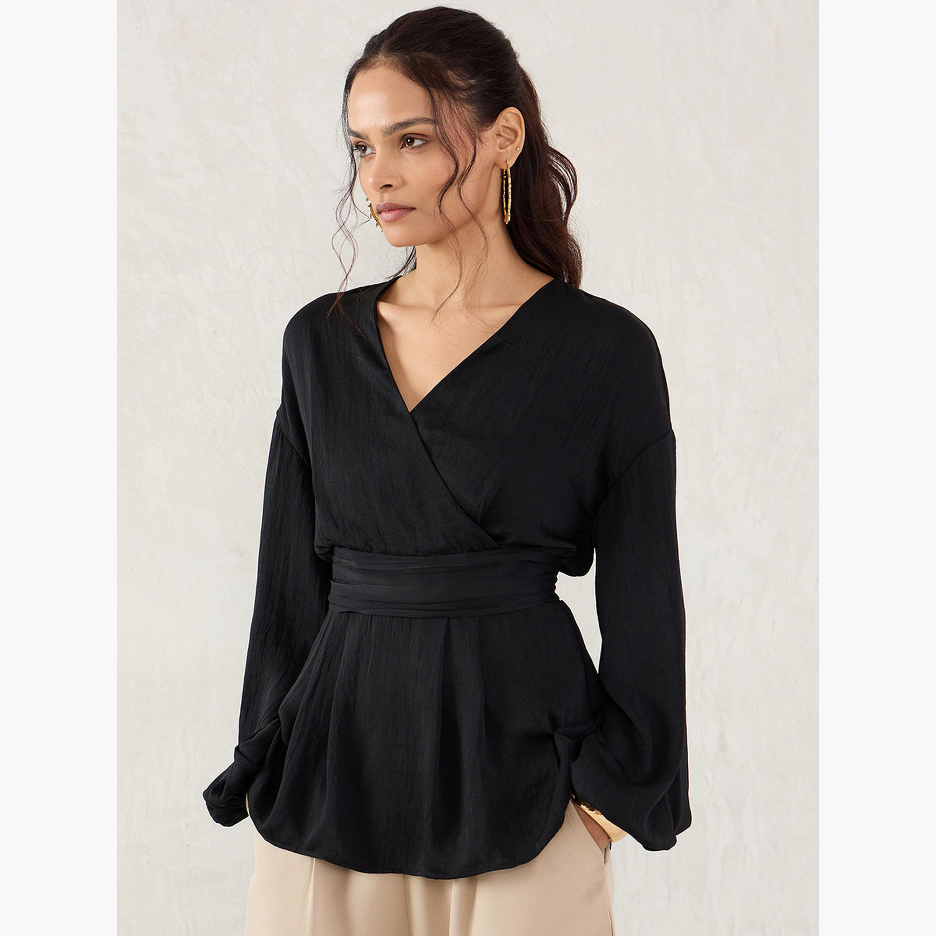 بلوزة بنمط لف وأكمام بالون-women-clothing-shirtsandblouses-blouses-image-3