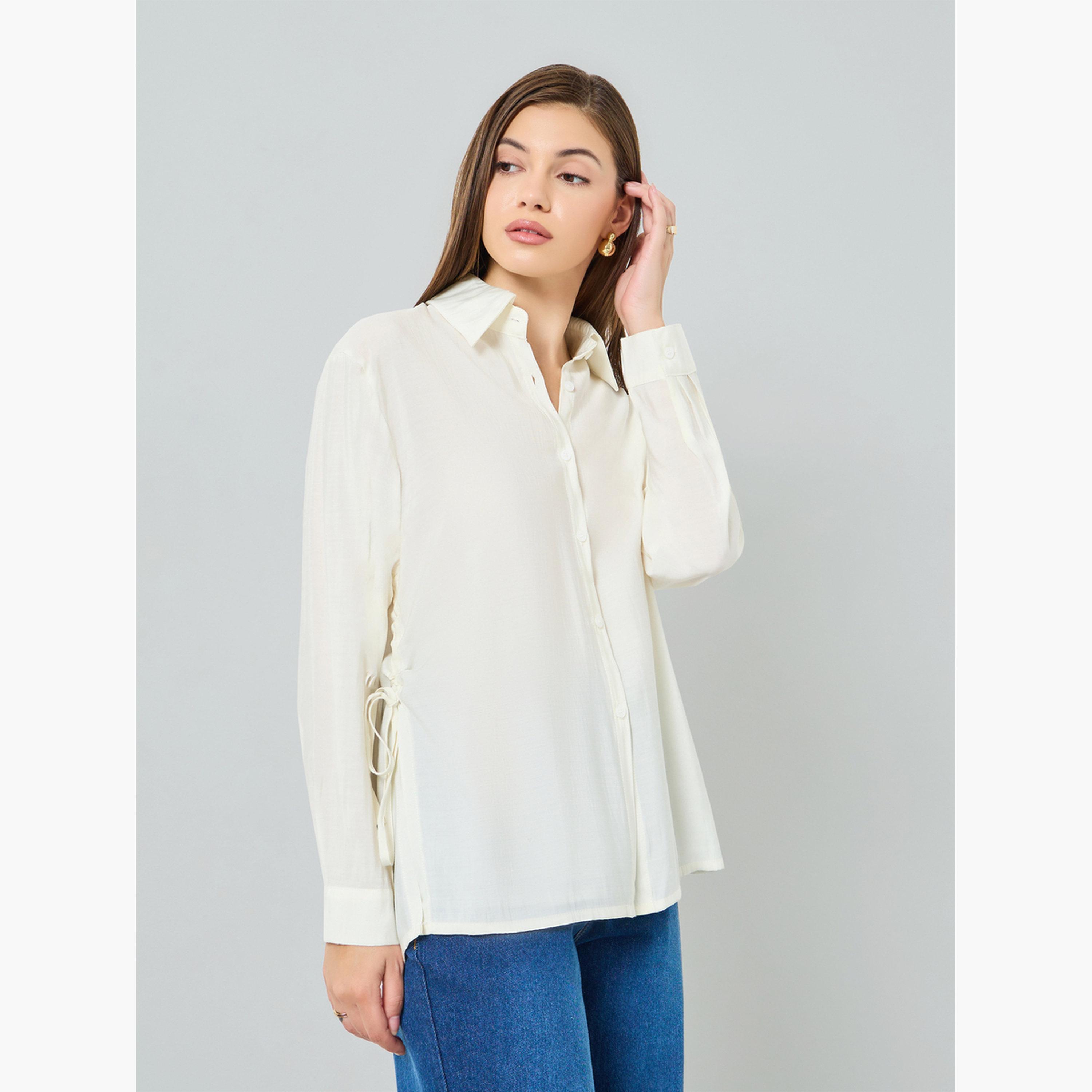 قميص شفاف بتفاصيل رباط جانبي-women-clothing-shirtsandblouses-shirts-image-1