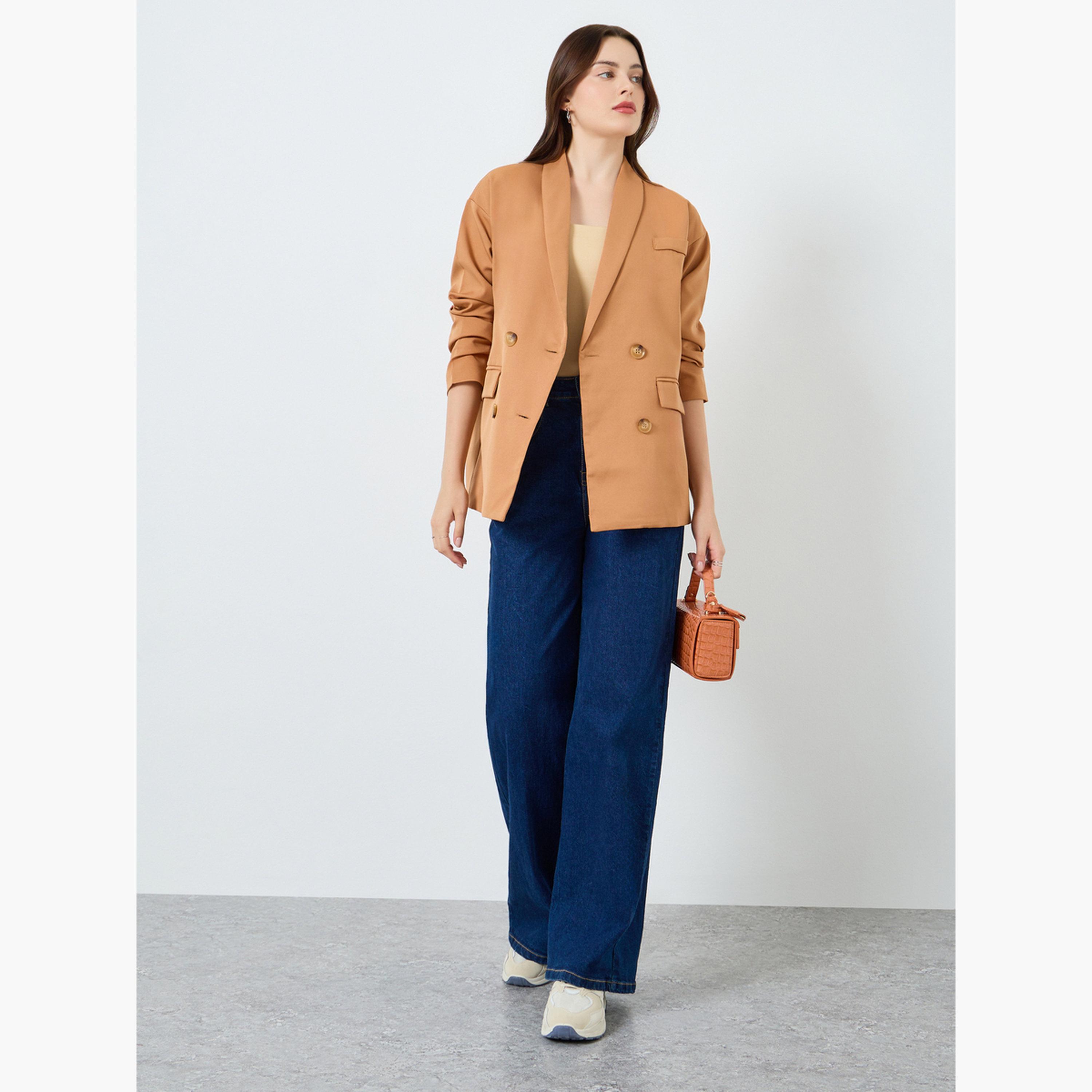 Styli Women Khaki Double-Breasted Blazer-women-clothing-coatsandjackets-blazers-image-2