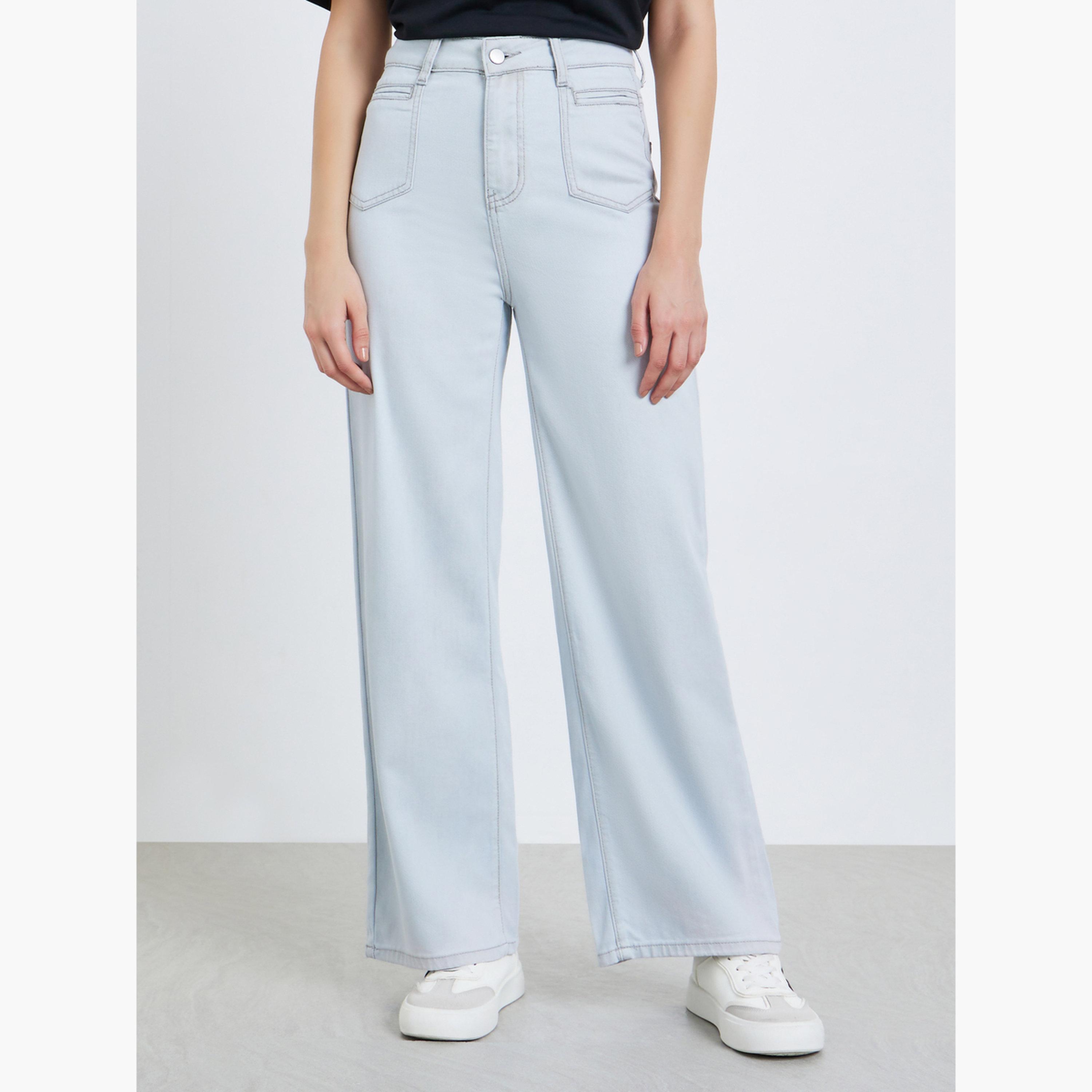 Styli Women Light Blue Wide Leg Jeans-women-clothing-bottoms-jeans-image-1