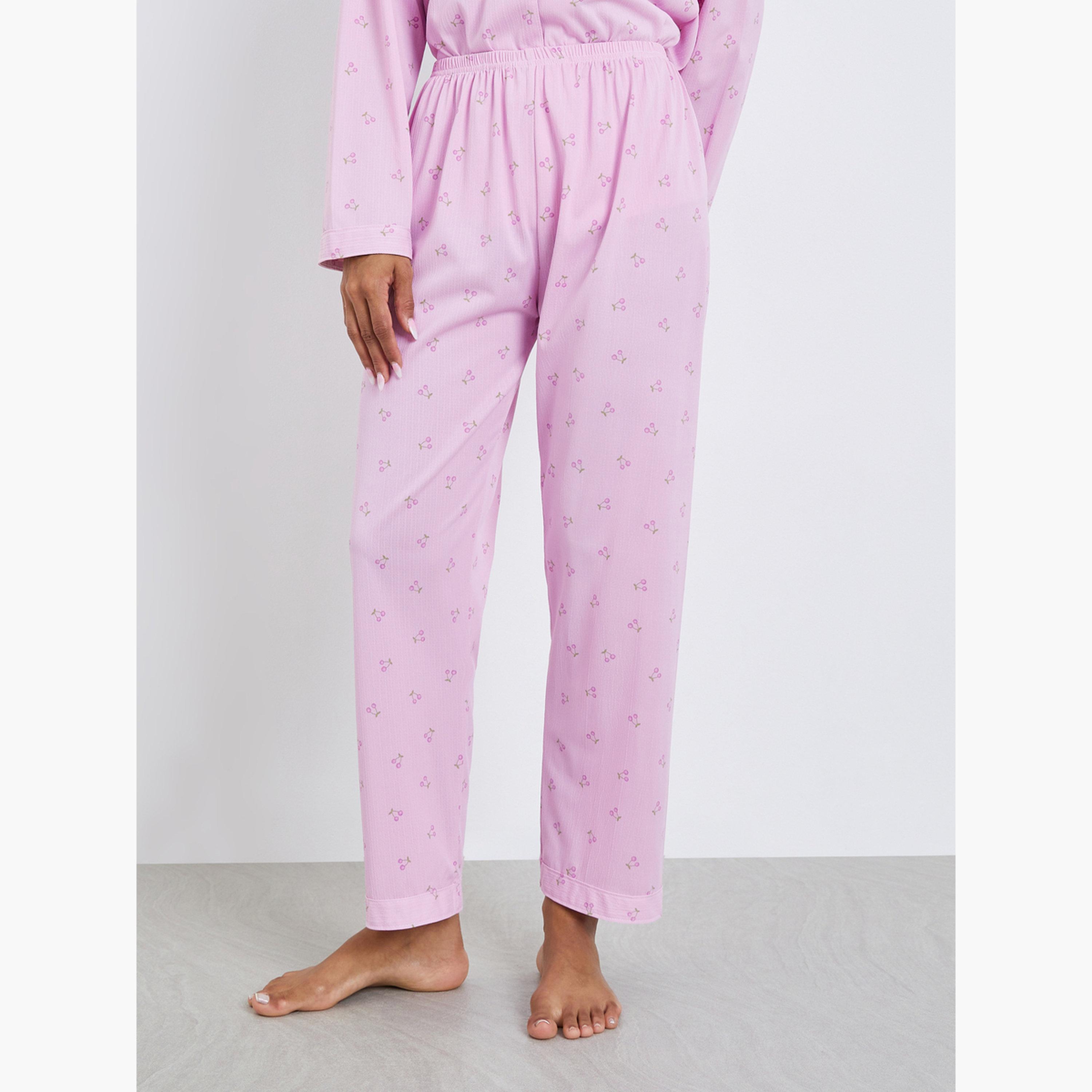 Styli Ditsy Print Shirt and Pyjama Set-women-clothing-nightwear-pyjamas-longsets-image-4