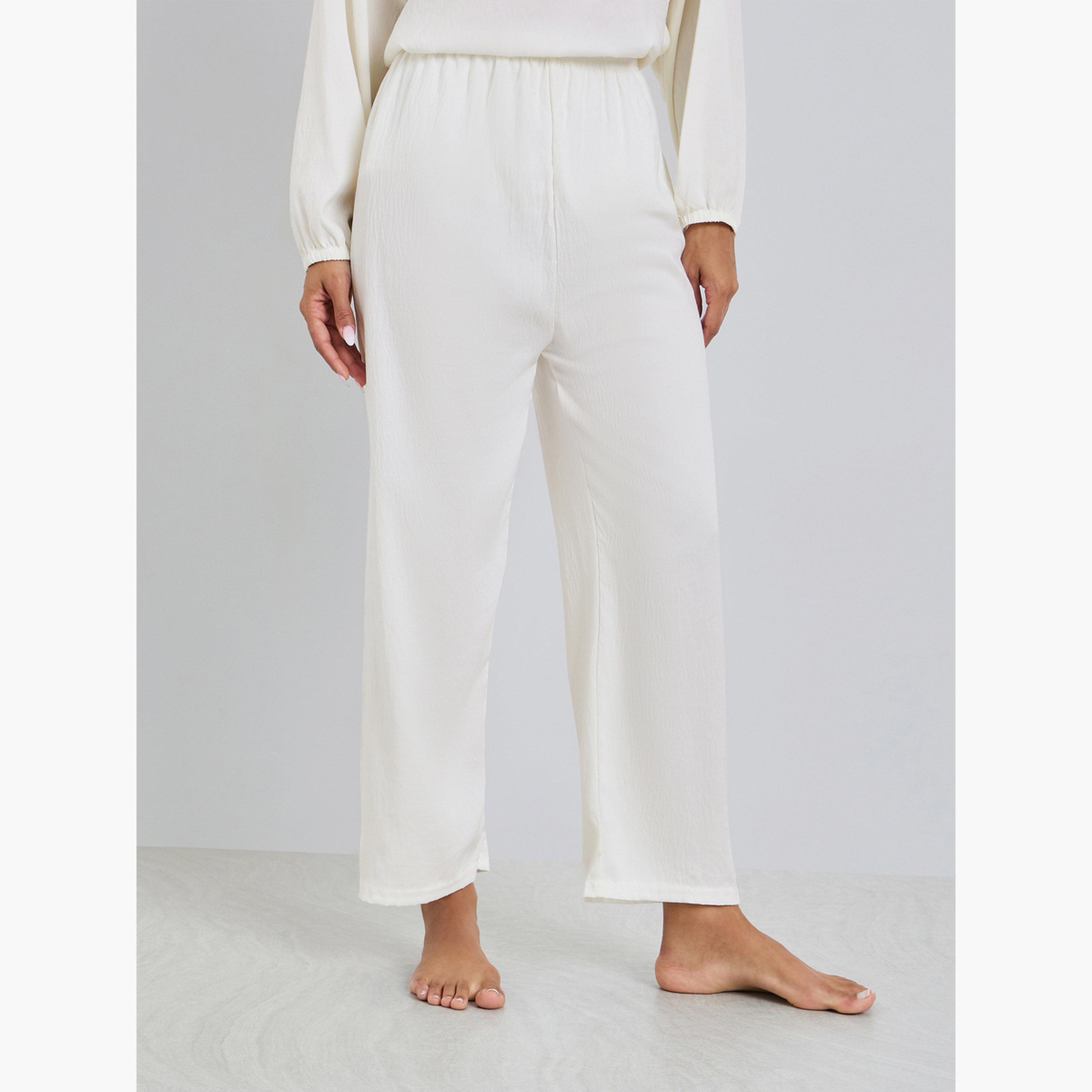 طقم بيجاما من بنطال وبلوزة سادة-women-clothing-nightwear-pyjamas-longsets-image-5
