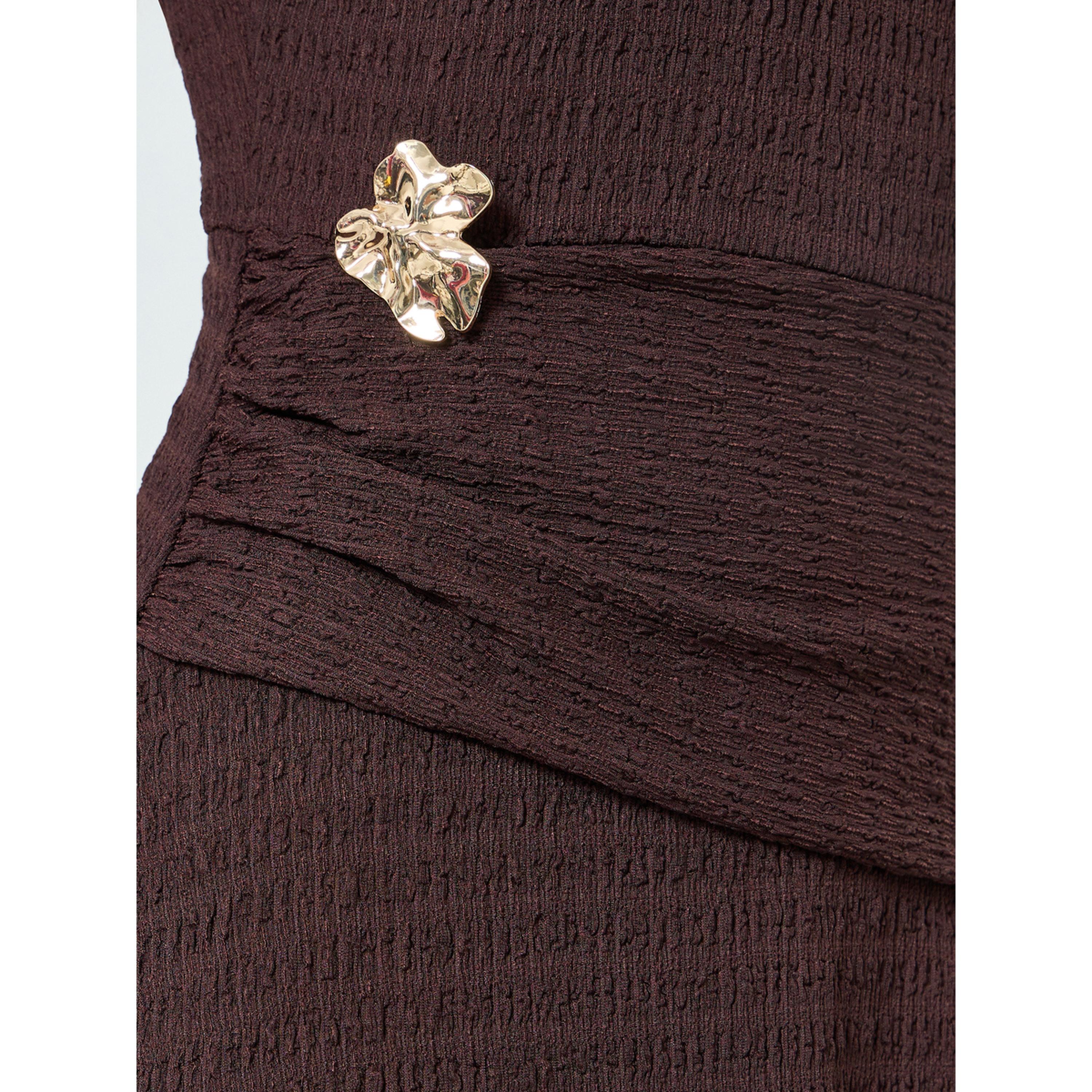 Styli Women Brown Texture Knitted Buckle Detail Maxi Dress-women-clothing-dresses-image-5