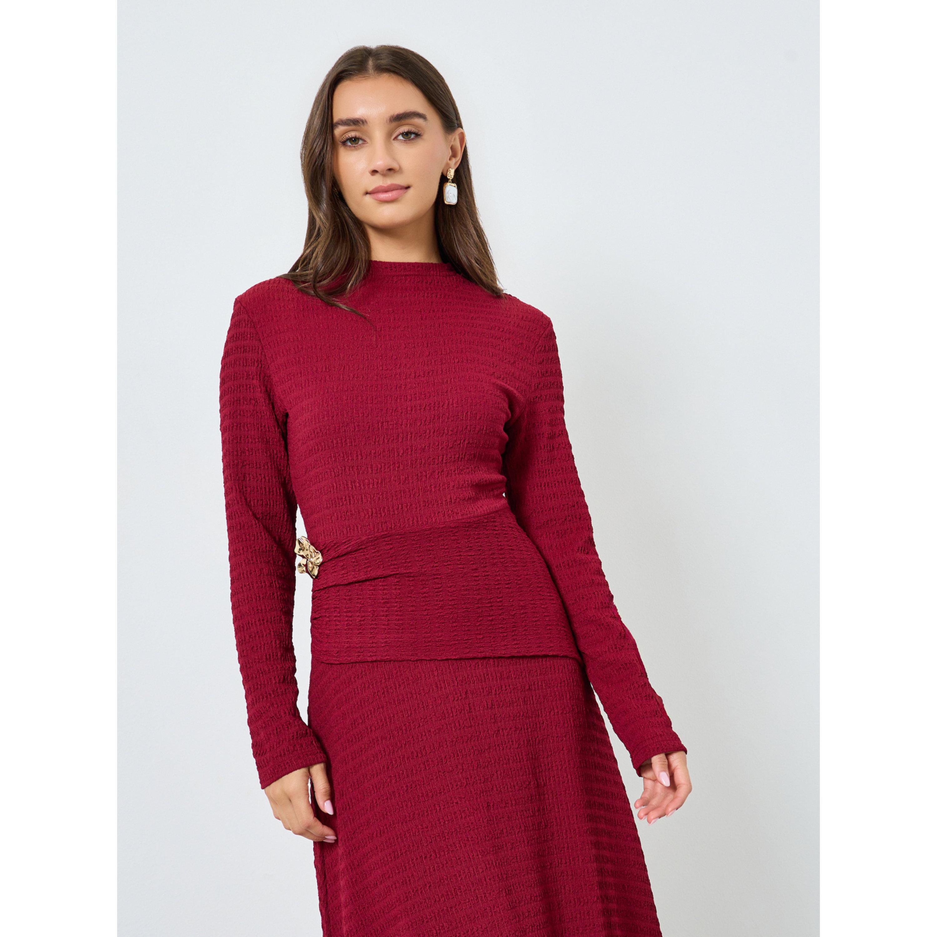 فستان طويل محبوك بقماش بارز-women-clothing-dresses-image-2