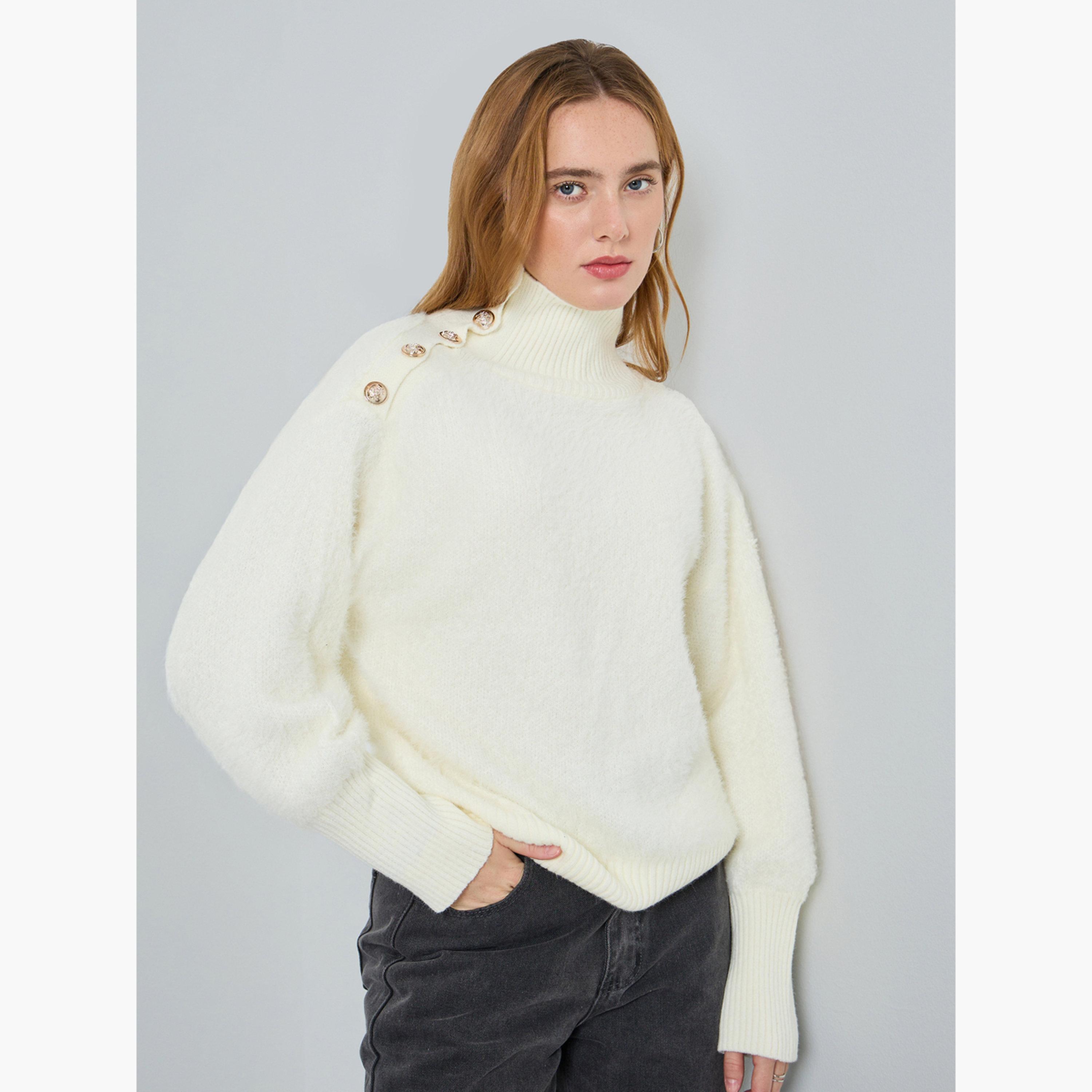 سويتر فرو بتفاصيل أزرار وياقة عالية-women-clothing-cardigansandjumpers-jumpers-image-1