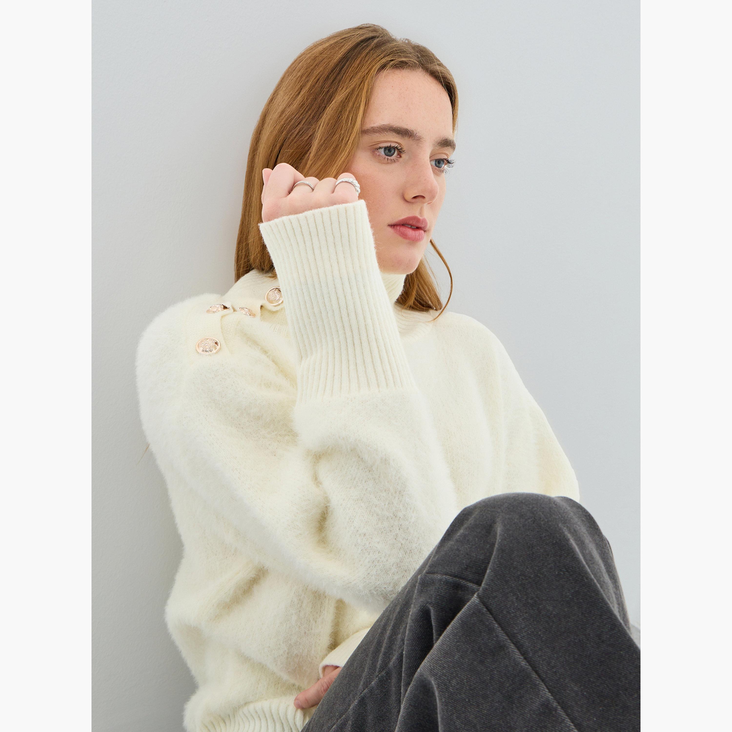 سويتر فرو بتفاصيل أزرار وياقة عالية-women-clothing-cardigansandjumpers-jumpers-image-2