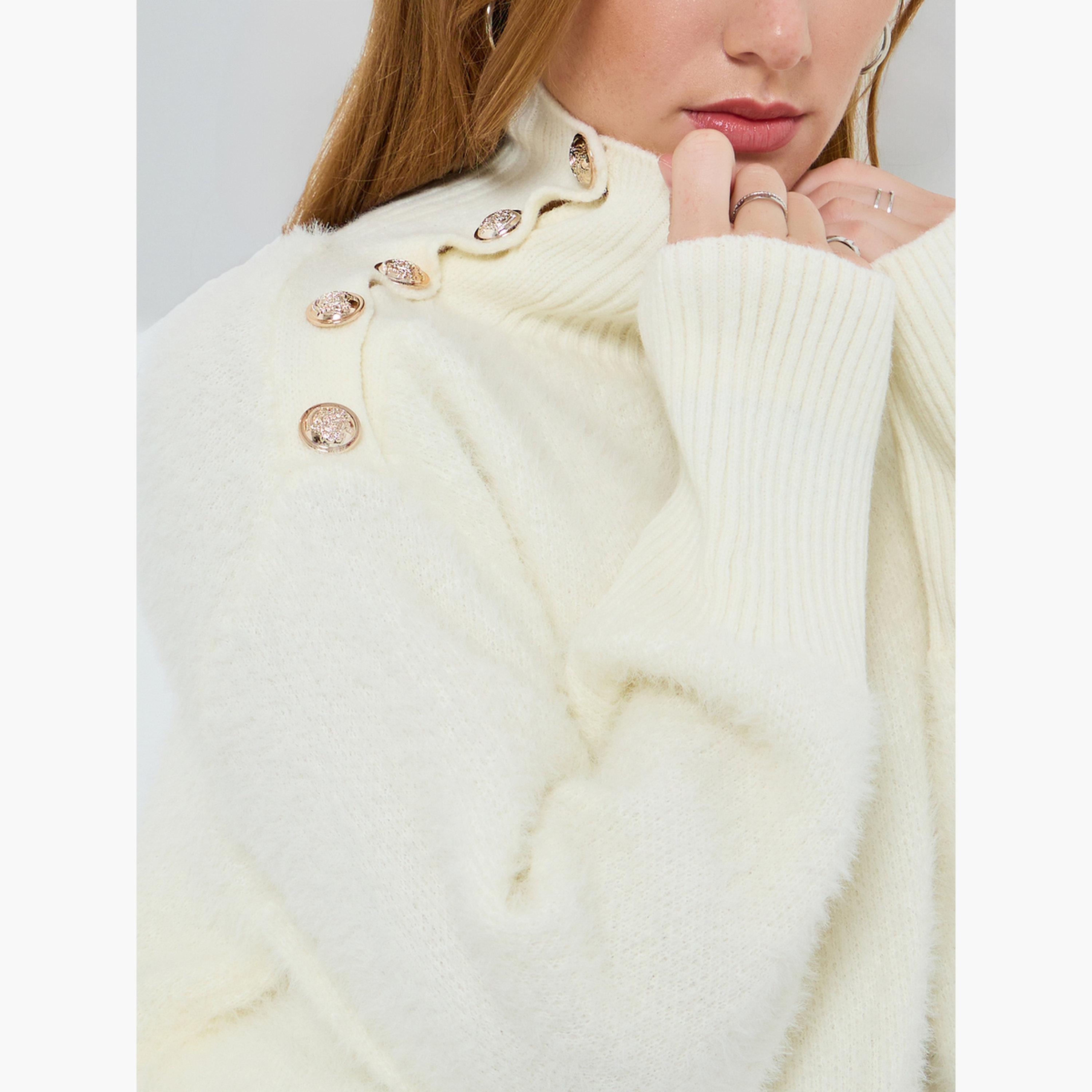 سويتر فرو بتفاصيل أزرار وياقة عالية-women-clothing-cardigansandjumpers-jumpers-image-1