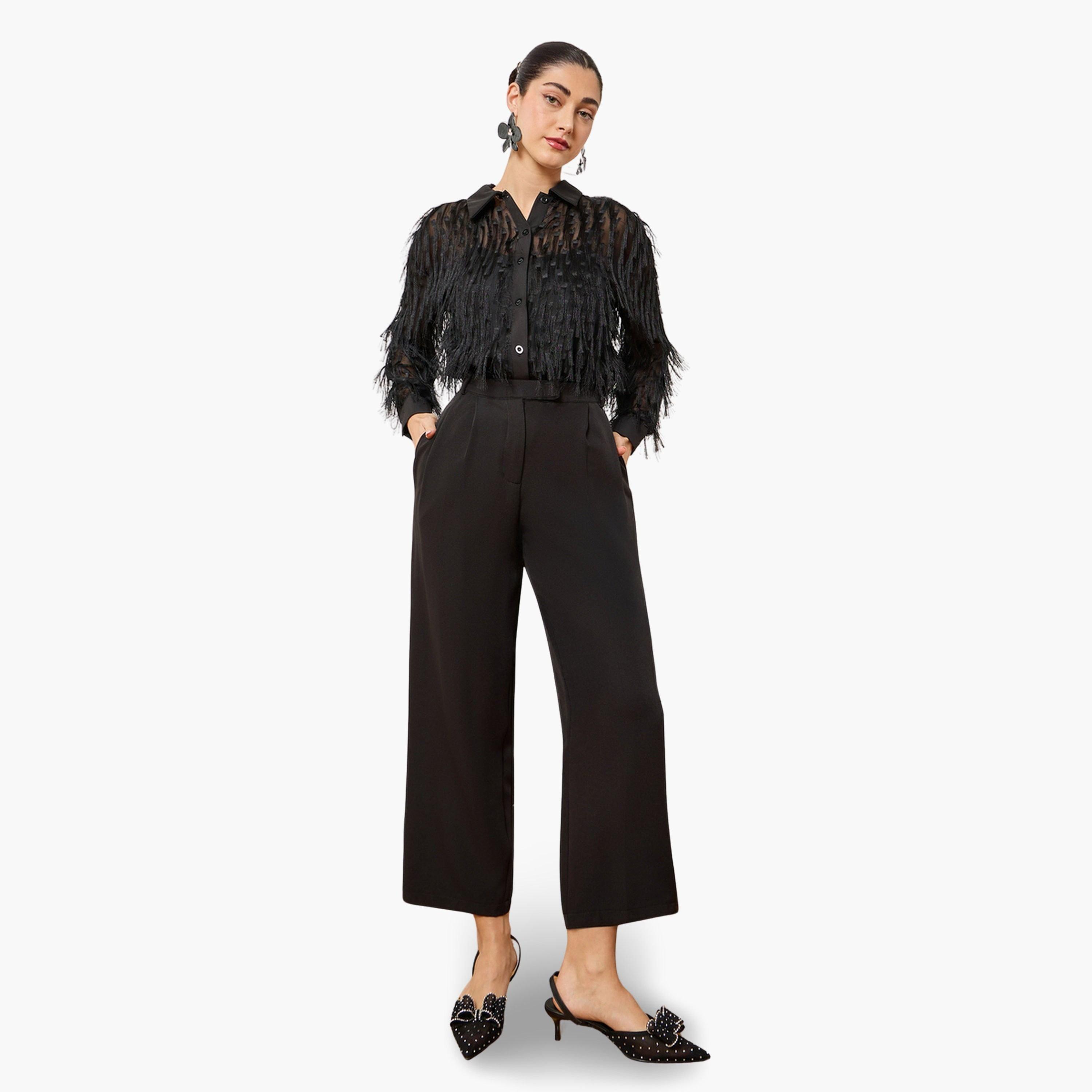 بلوزة بأزرار وتفاصيل شراشيب أسود-women-clothing-shirtsandblouses-shirts-image-2
