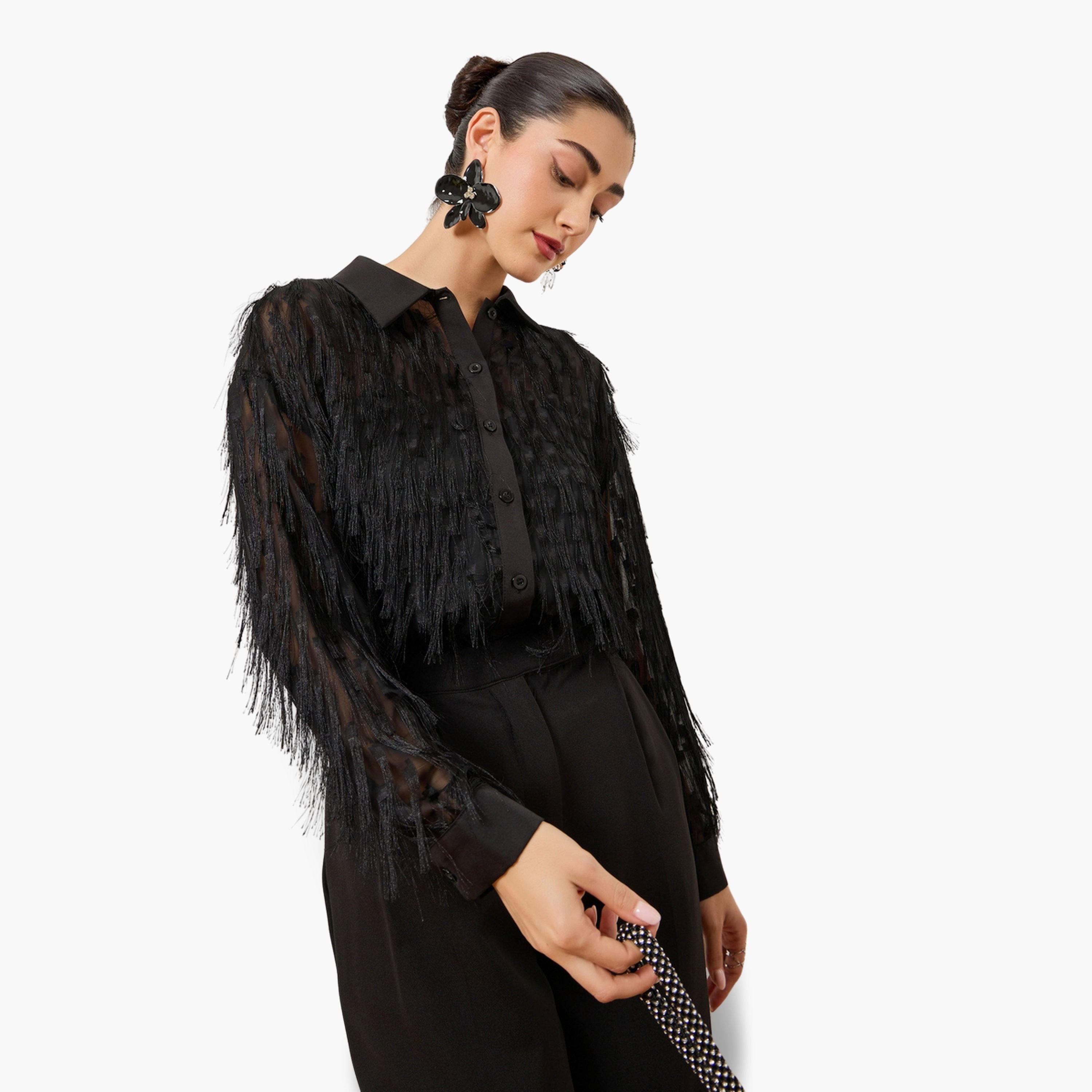 بلوزة بأزرار وتفاصيل شراشيب أسود-women-clothing-shirtsandblouses-shirts-image-3