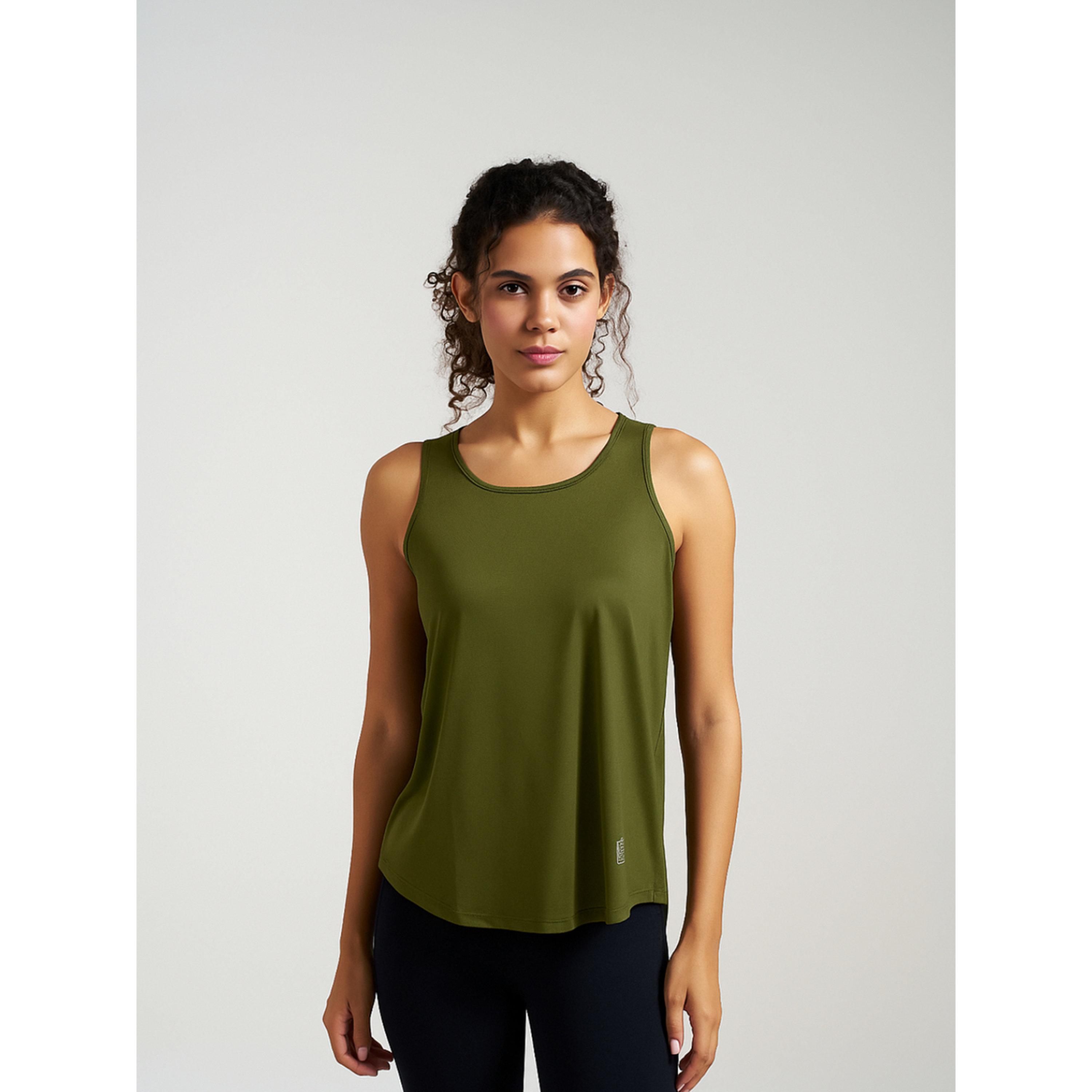 MUNNS AND MARS X Styli Women Olive Box-Pleated Tank Top-sports-women-clothing-tshirtsandvests-image-1