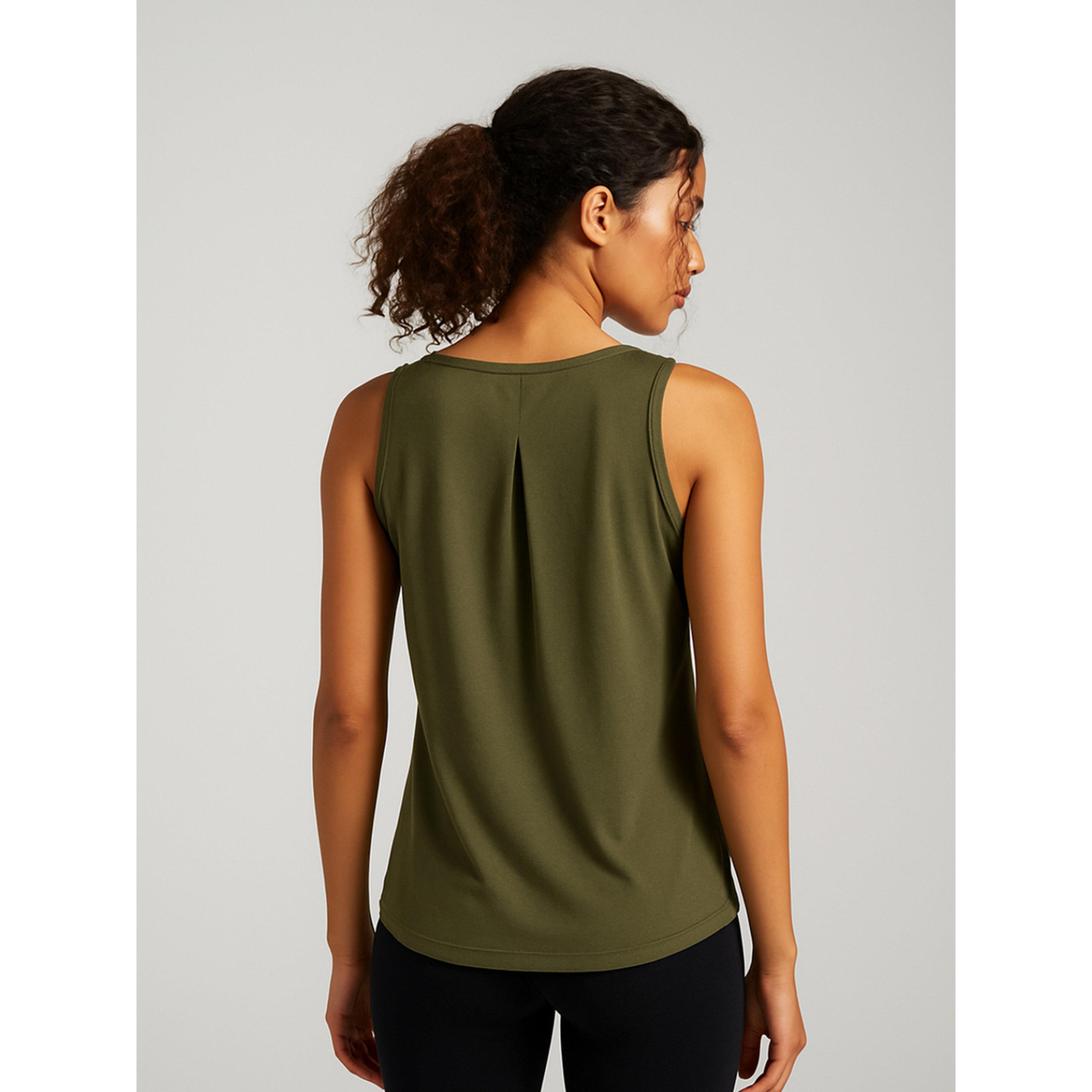MUNNS AND MARS X Styli Women Olive Box-Pleated Tank Top-sports-women-clothing-tshirtsandvests-image-2
