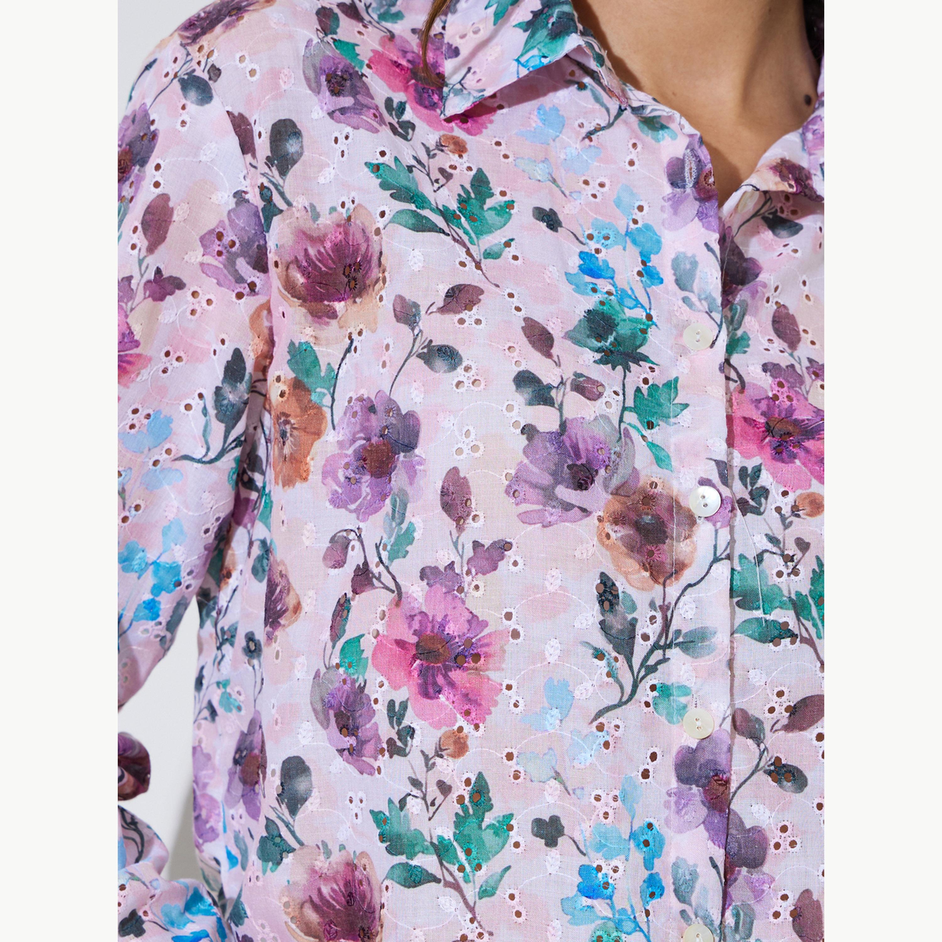Styli Floral Print Cotton Schiffli Shirt-women-clothing-shirtsandblouses-shirts-image-4