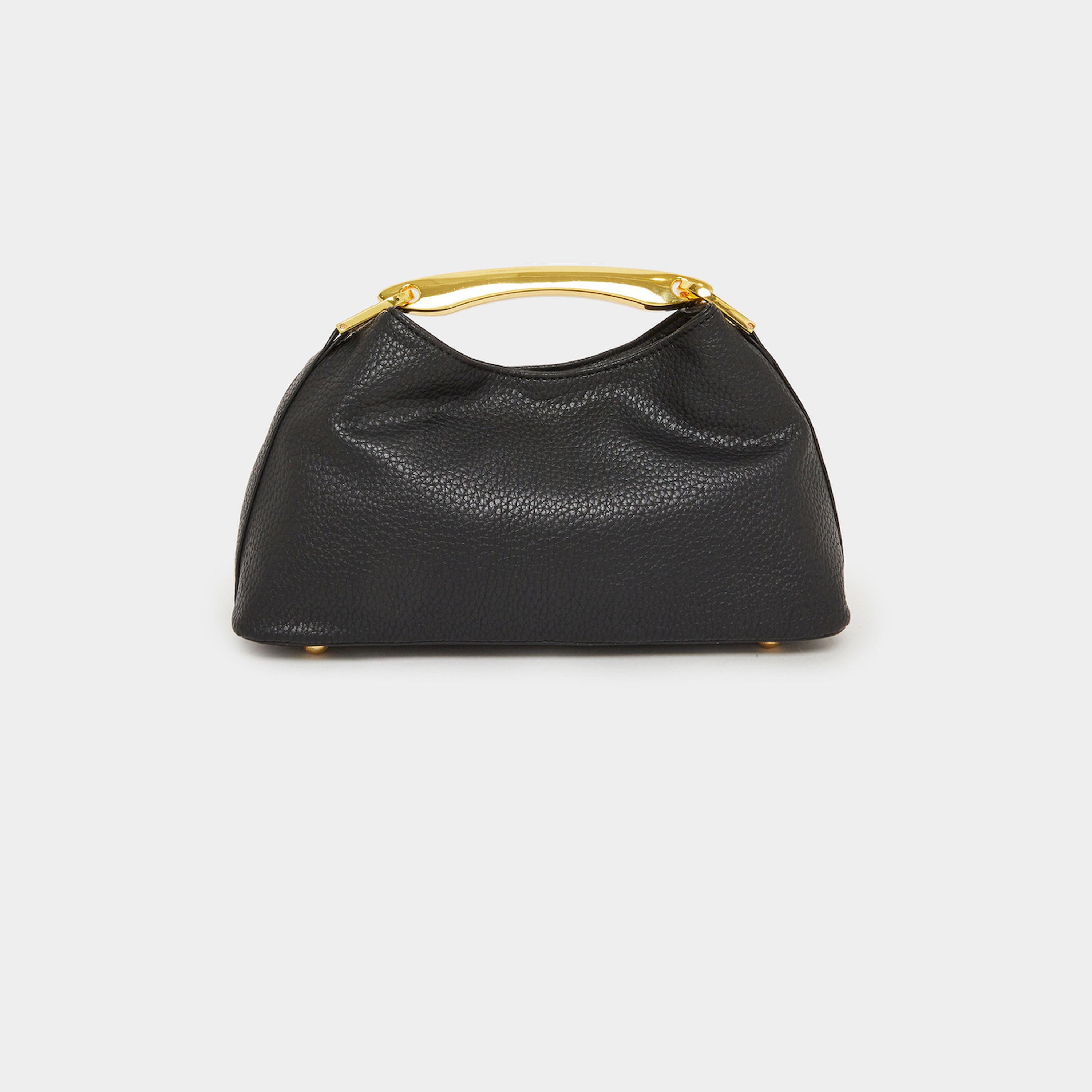 Styli Black Leather Satchel with Gold Handle-women-bagsandwallets-handbags-image-2
