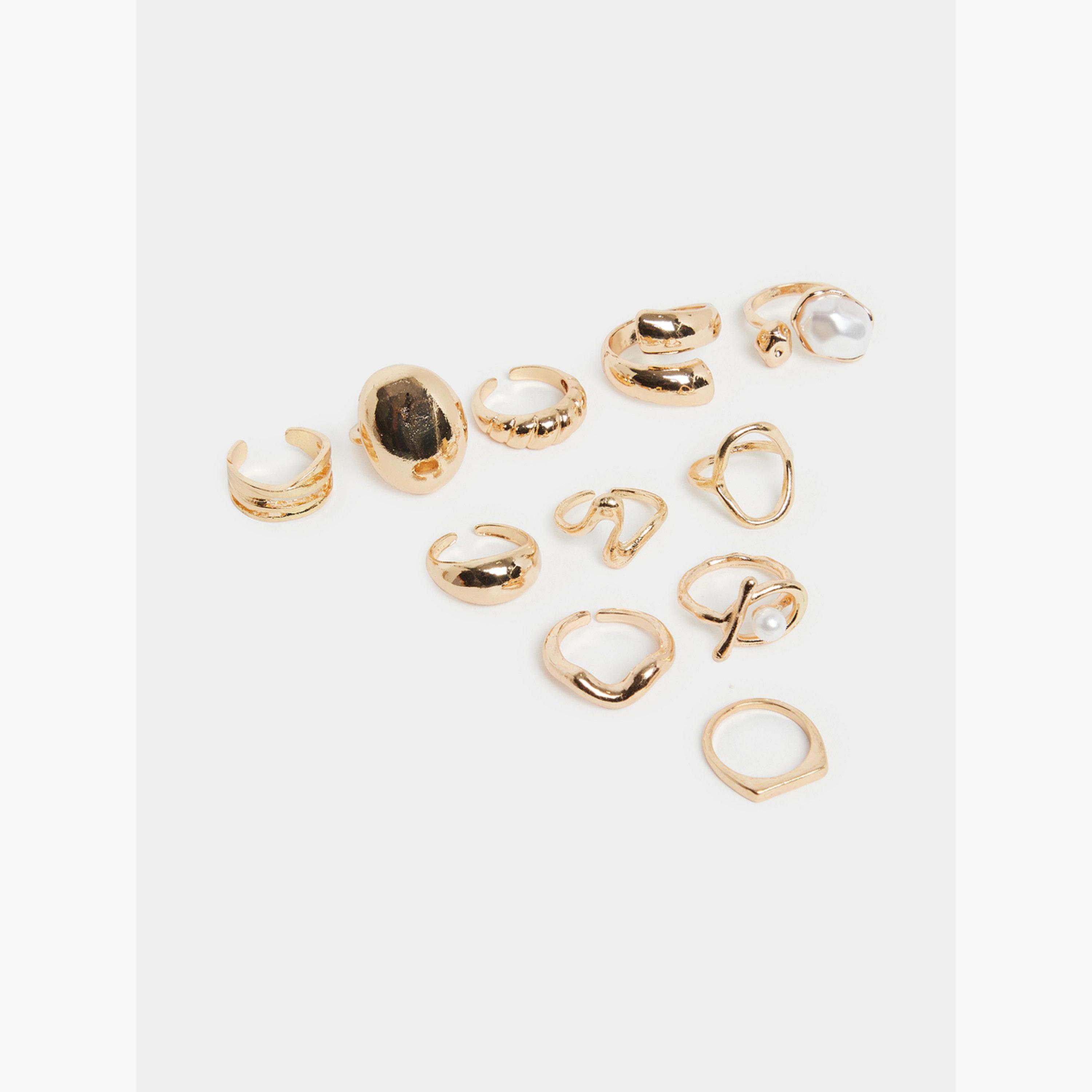 طقم من 10 خواتم متنوعة مزينة-women-watchesandjewellery-jewellery-rings-image-1