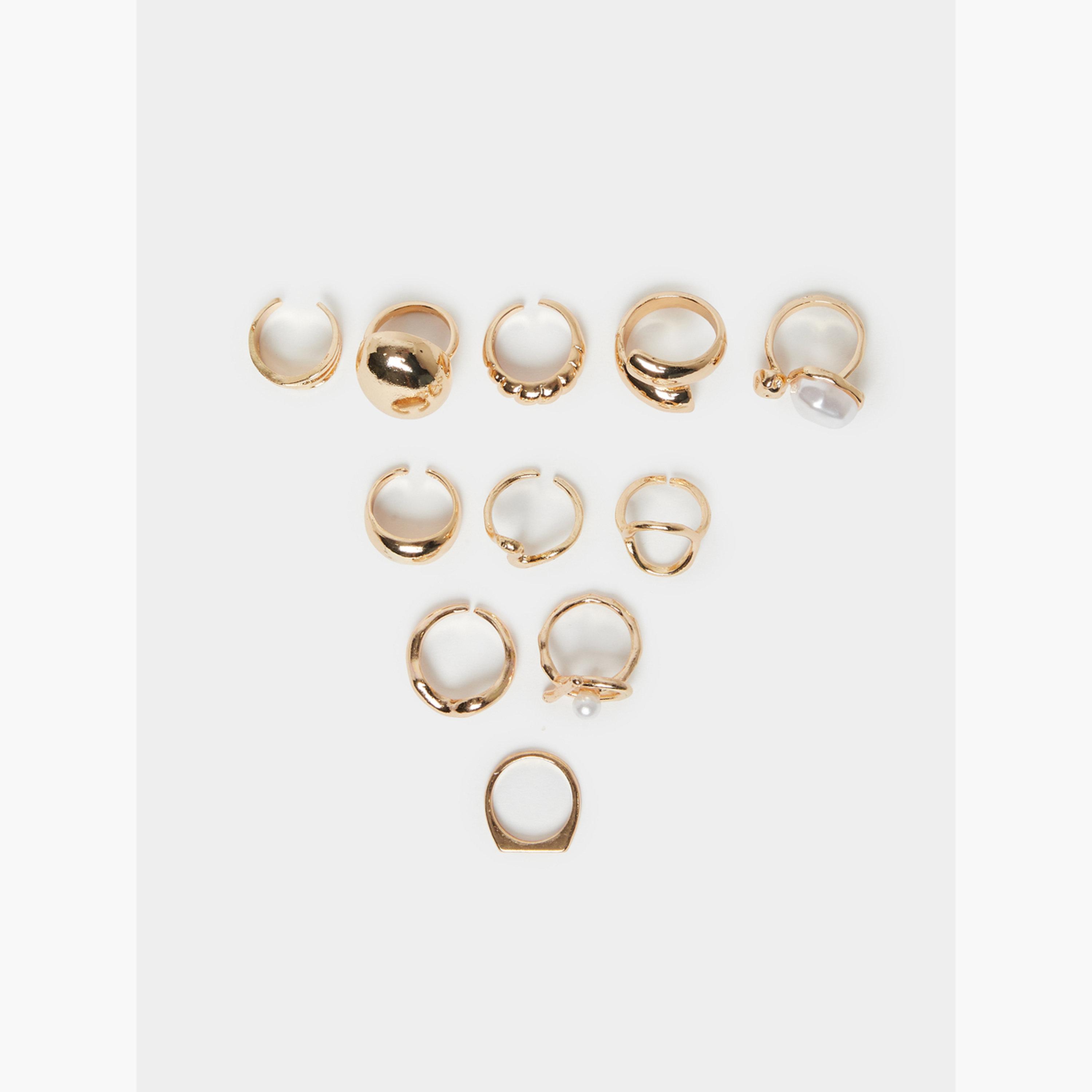 طقم من 10 خواتم متنوعة مزينة-women-watchesandjewellery-jewellery-rings-image-2