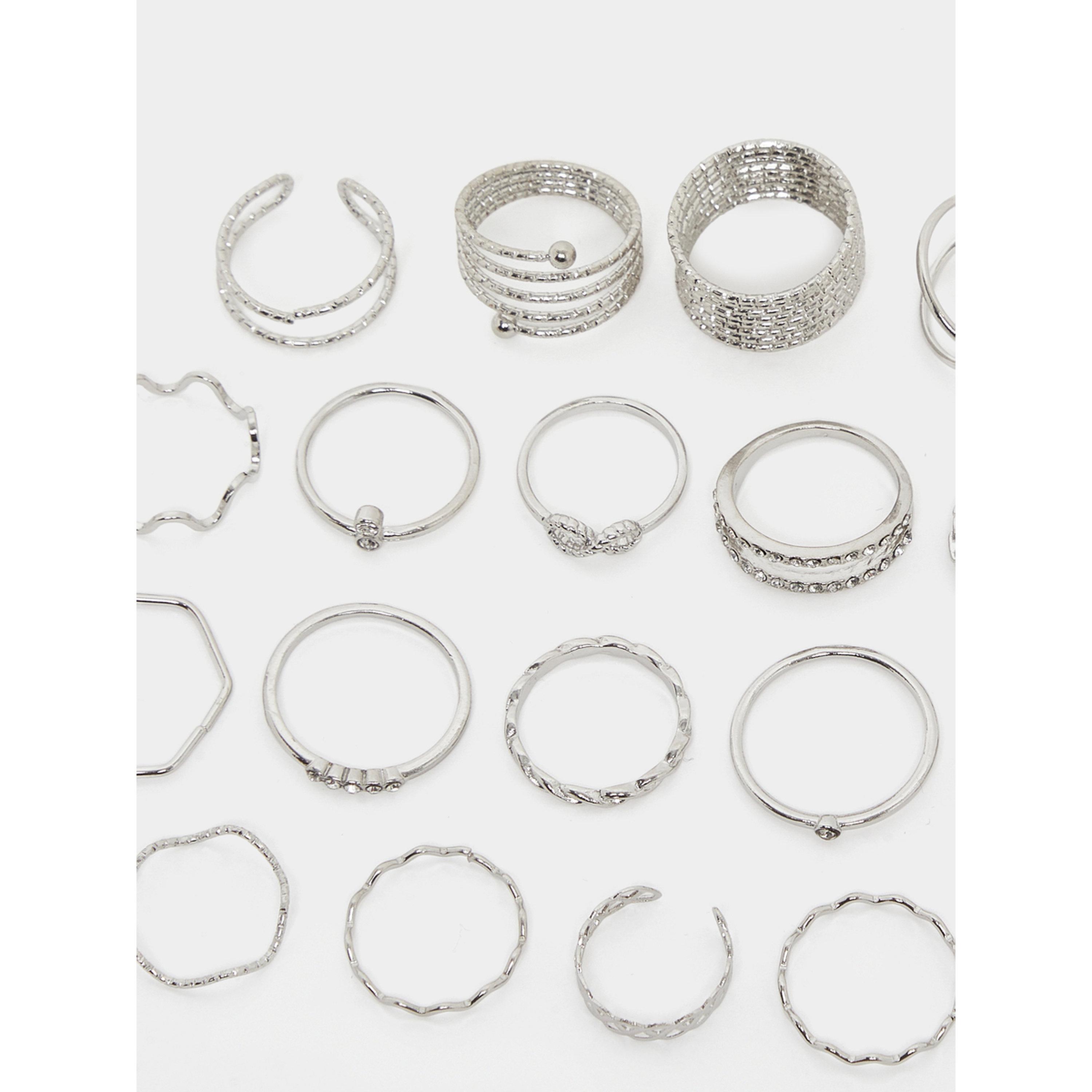 Styli Pack of 27 - Assorted Silver Rings-women-watchesandjewellery-jewellery-rings-image-2