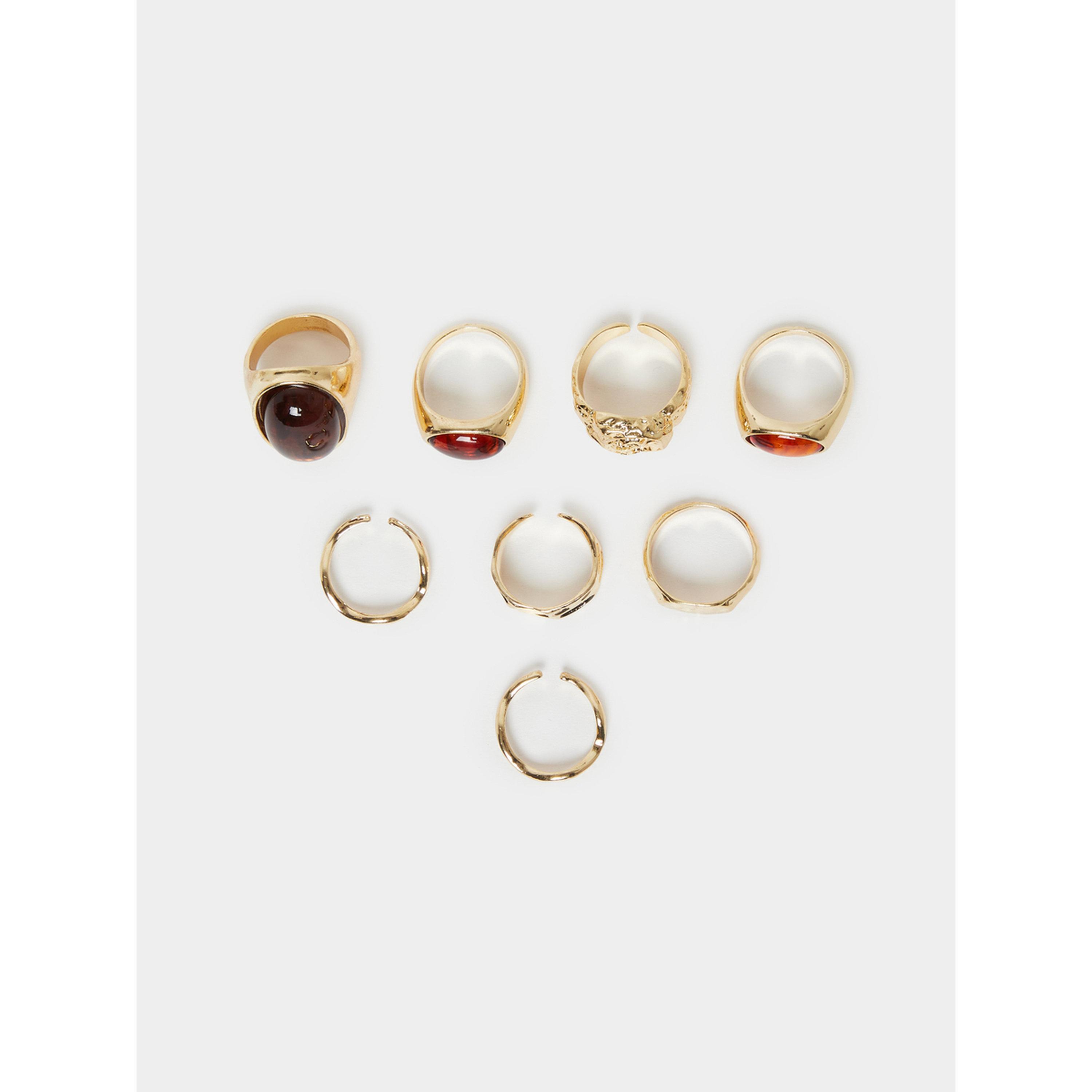 Styli Pack of 8 - Gold Tone Statement Rings-women-watchesandjewellery-jewellery-rings-image-2