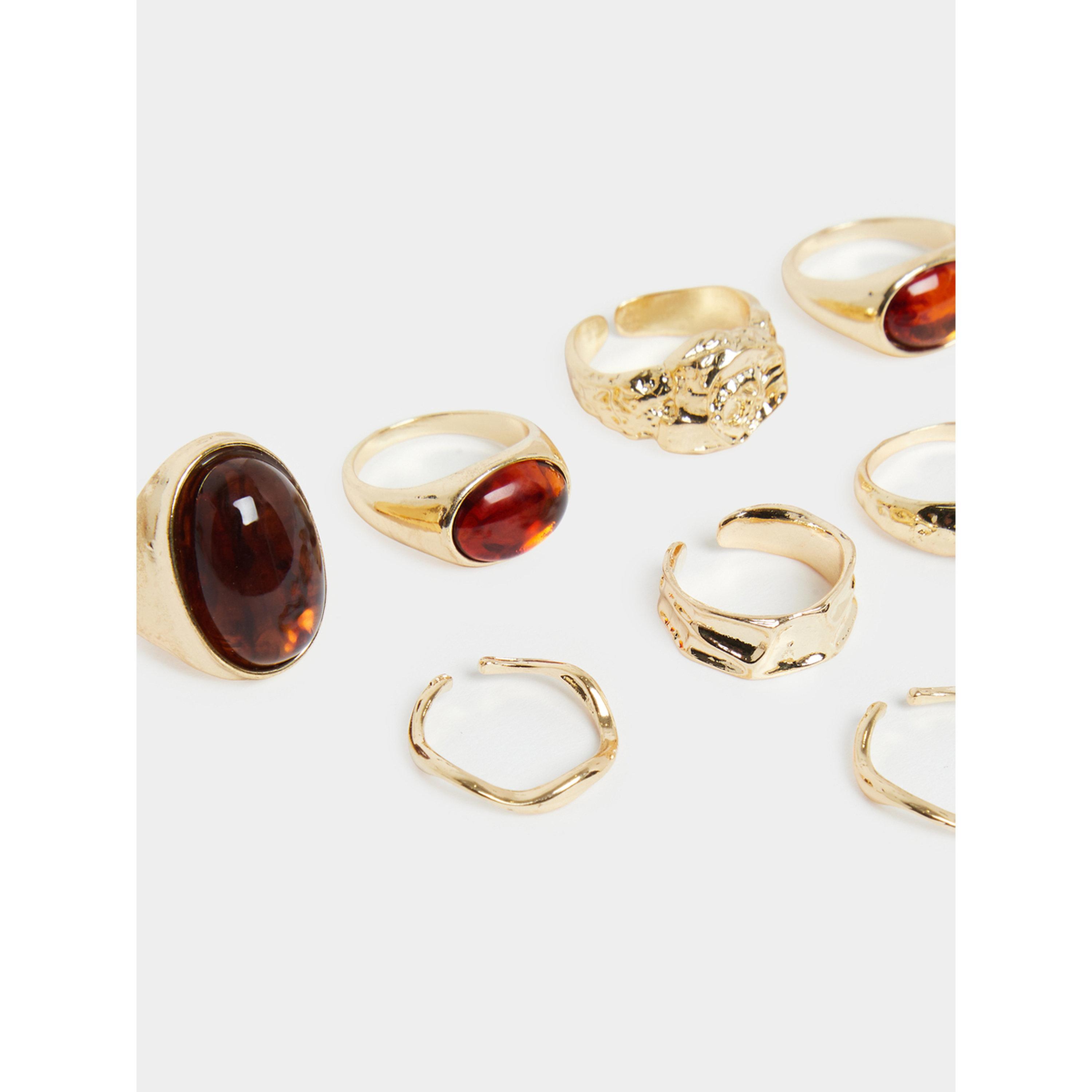 Styli Pack of 8 - Gold Tone Statement Rings-women-watchesandjewellery-jewellery-rings-image-3