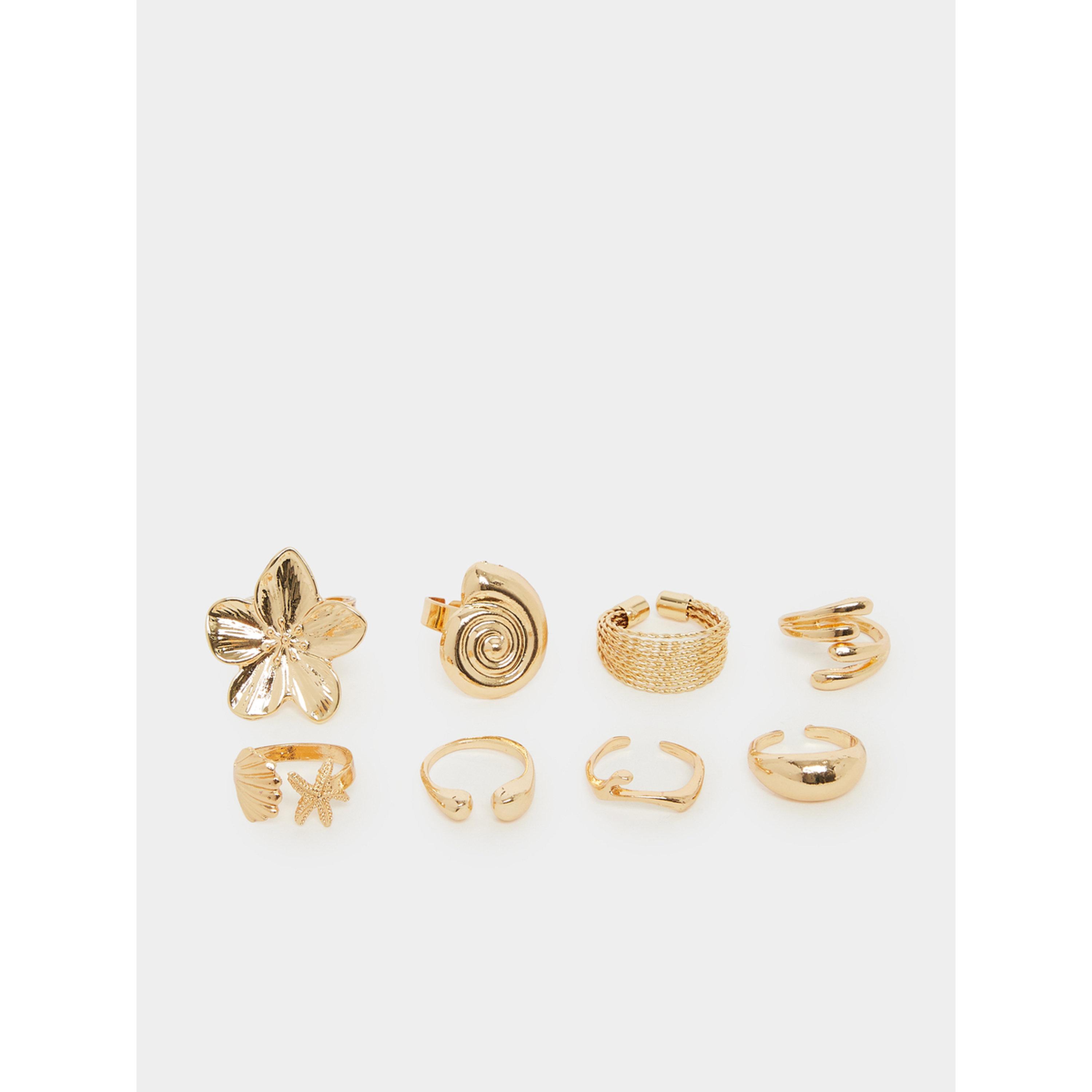 Styli Pack of 8 - Gold Statement Rings-women-watchesandjewellery-jewellery-rings-image-1