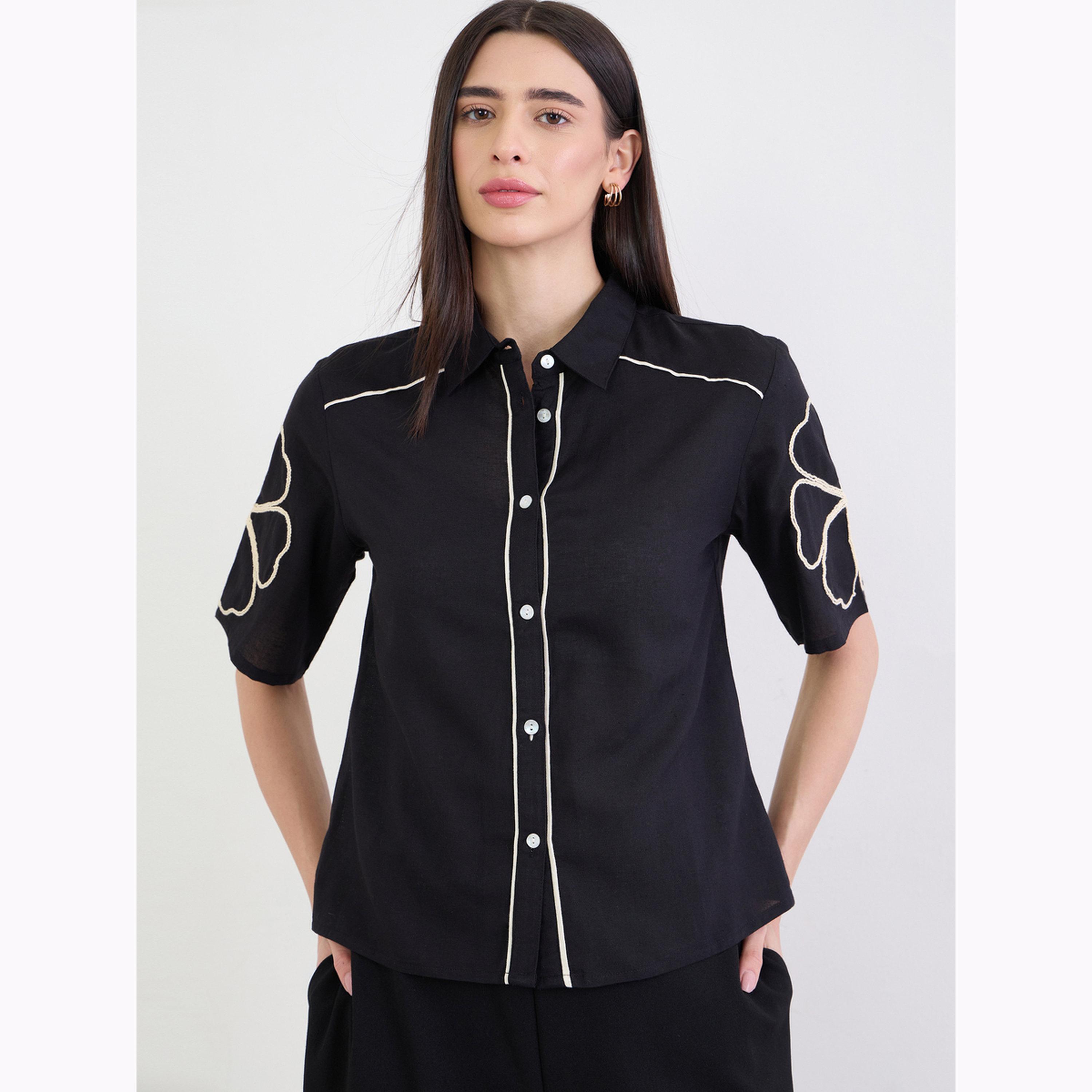 بلوزة بقصة واسعة بأكمام قصيرة-women-clothing-shirtsandblouses-shirts-image-1